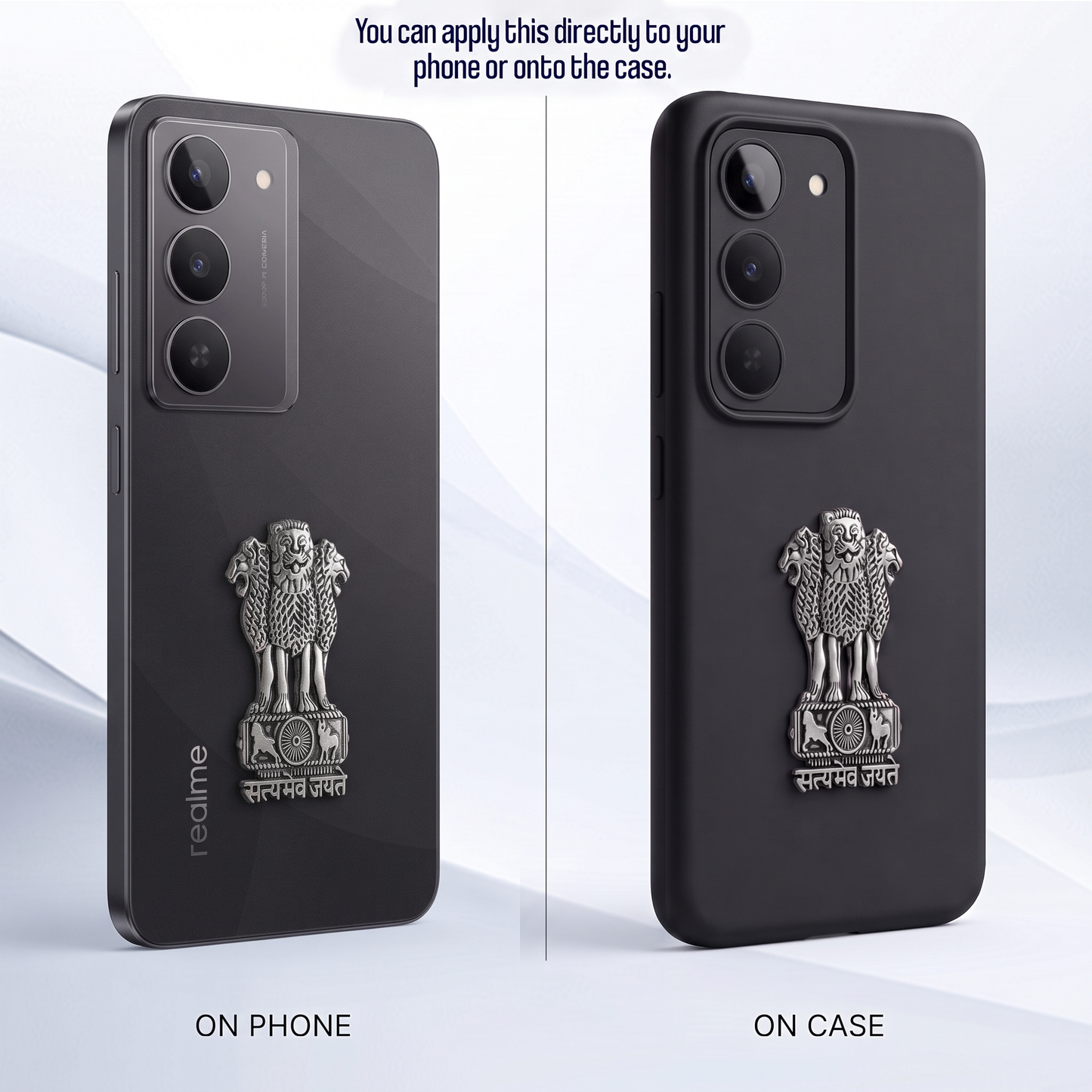 Realme 14X 5G Compatible Satyamev Jayate 3D Metal Emblem Sticker