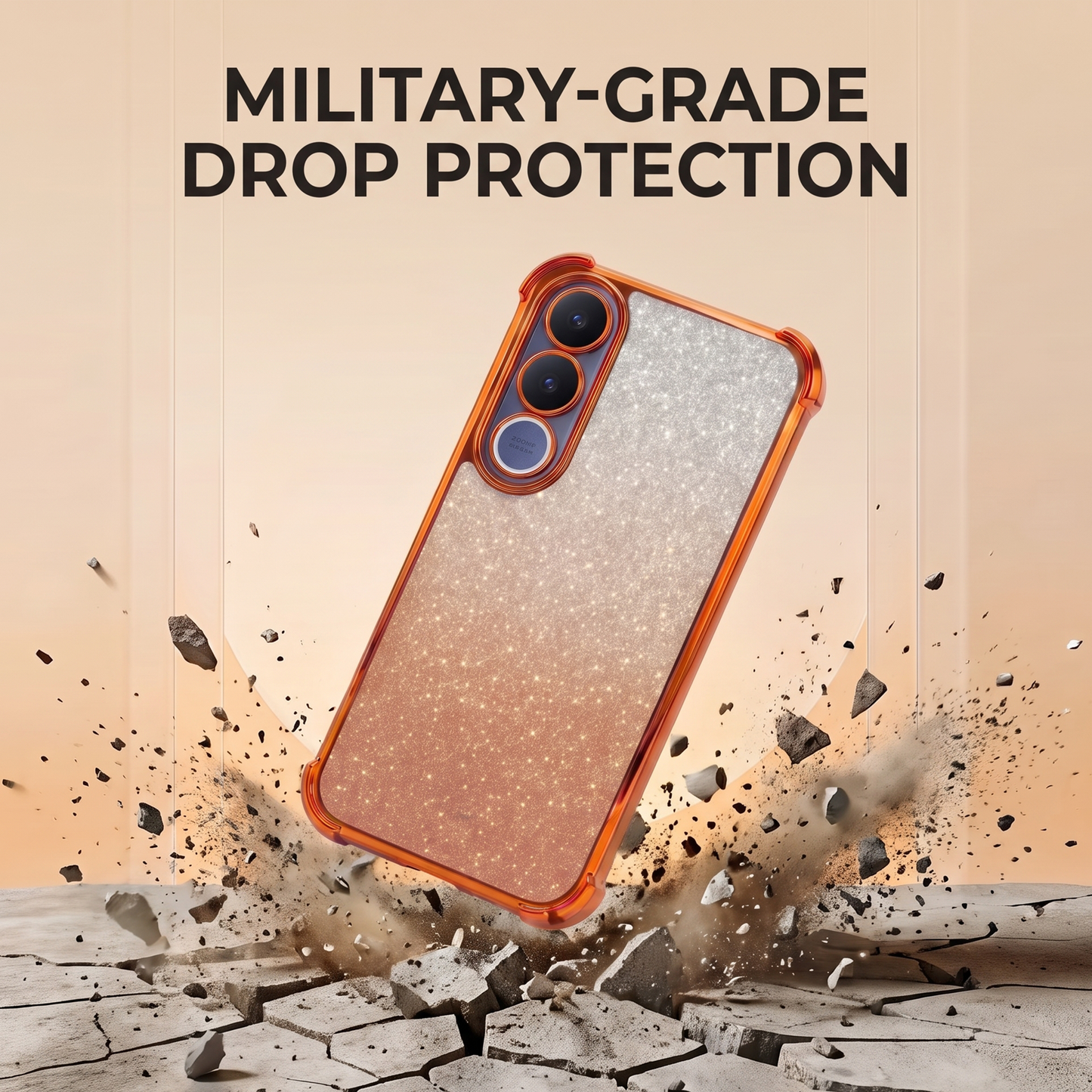 Vivo V70 FE 5G Luxury Shockproof Shimmer Airbag Cosmic Orange Case