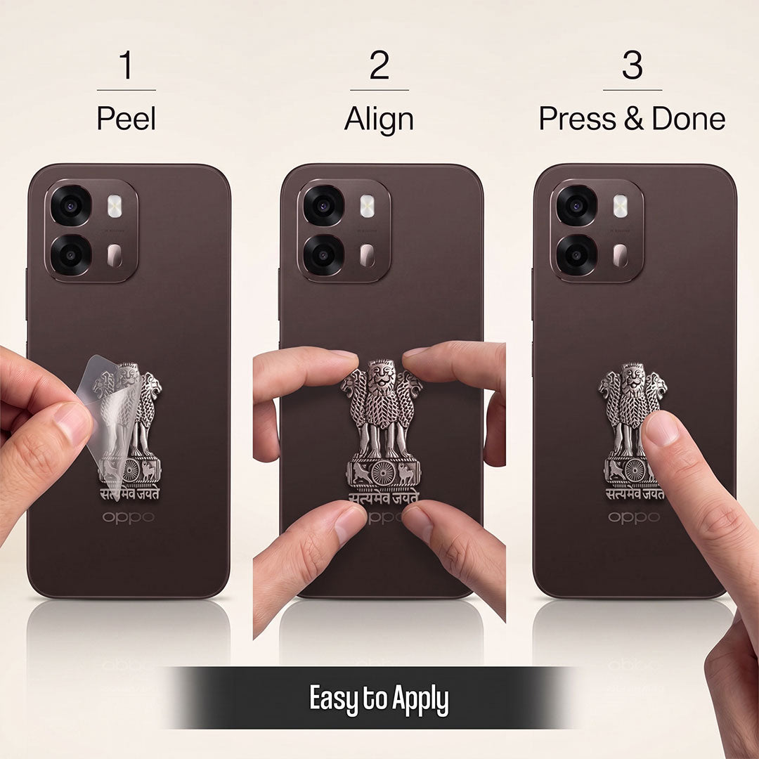 Oppo A6 Pro 5G Compatible Satyamev Jayate 3D Metal Emblem Sticker