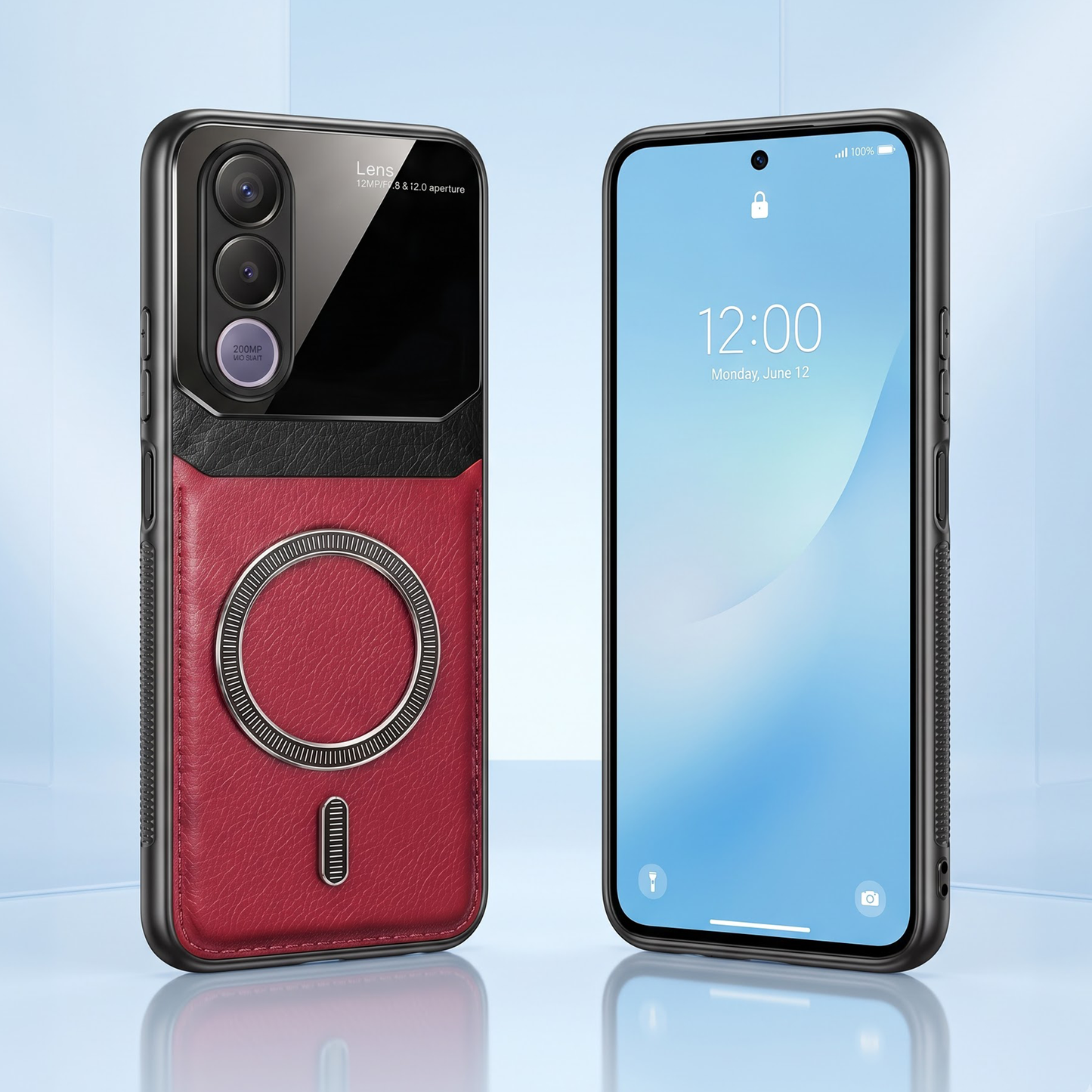 Vivo V70 FE 5G Premium Magsafe Magnetic Leather Lens Protective Case
