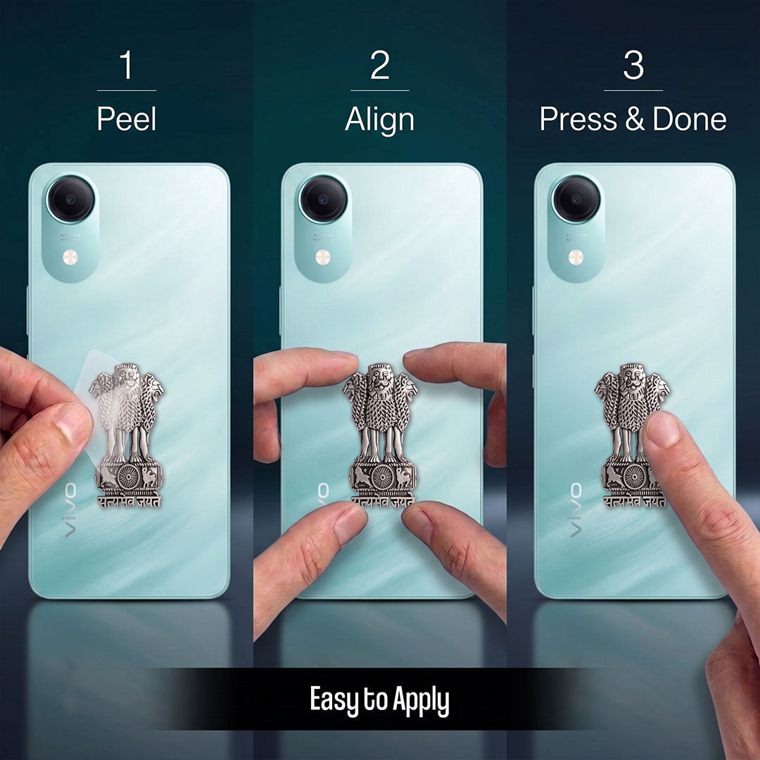 Vivo T5e 5G Compatible Satyamev Jayate 3D Metal Emblem Sticker