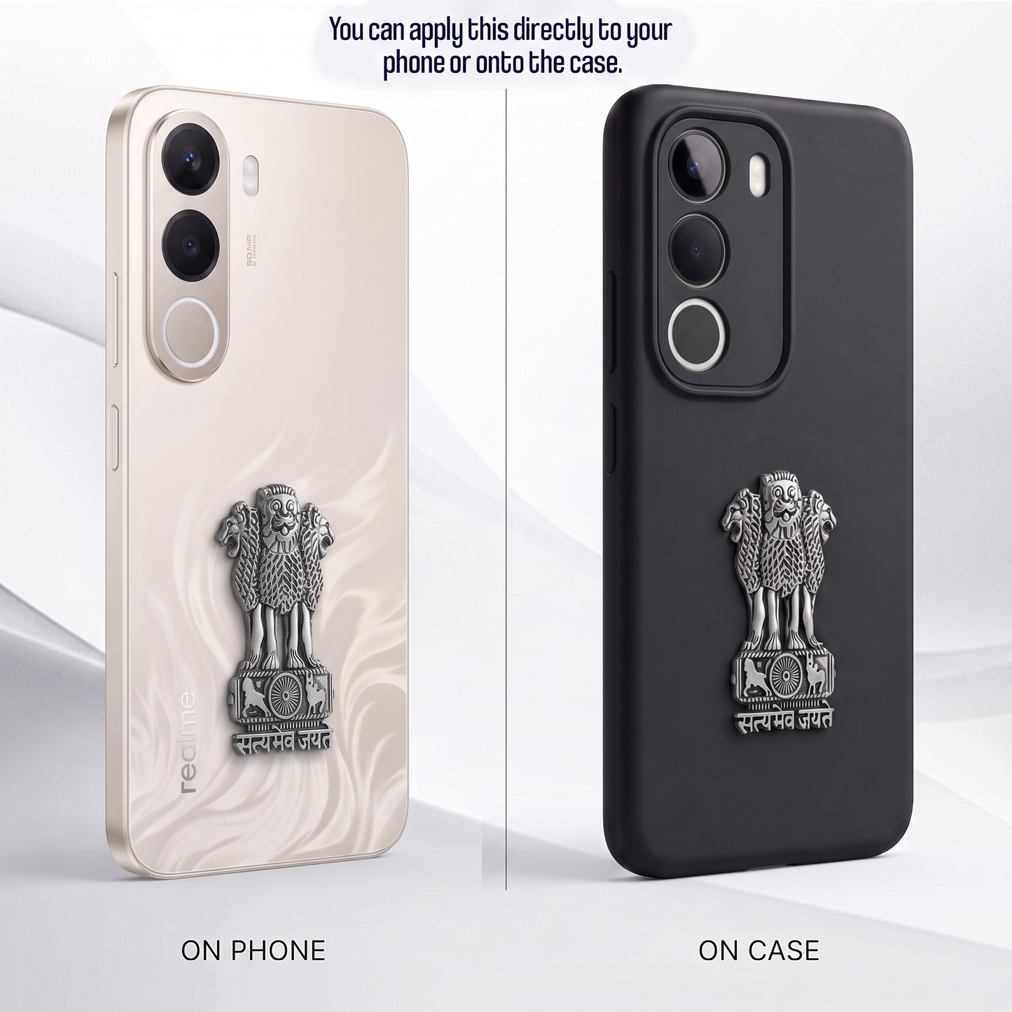 Realme C100x 5G Compatible Satyamev Jayate 3D Metal Emblem Sticker