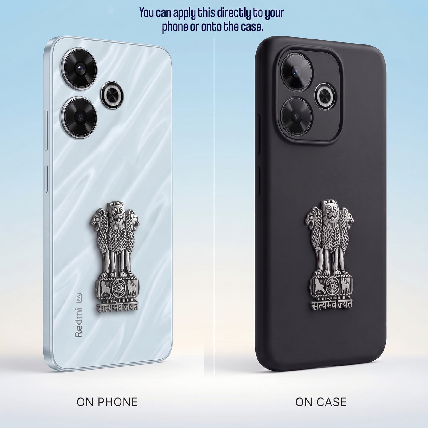 Redmi 13 5G Compatible Satyamev Jayate 3D Metal Emblem Sticker