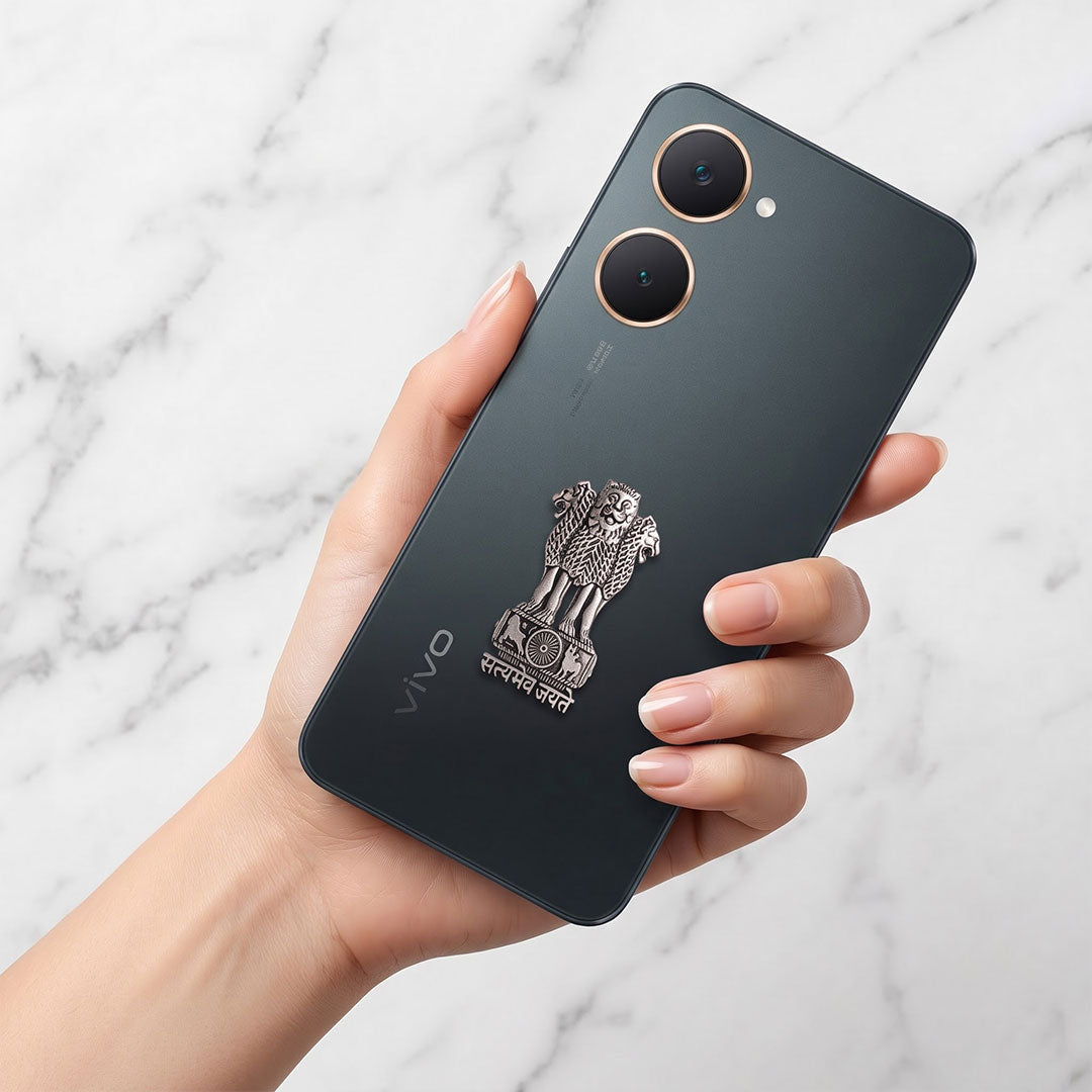 Vivo Y18e 5G Compatible Satyamev Jayate 3D Metal Emblem Sticker