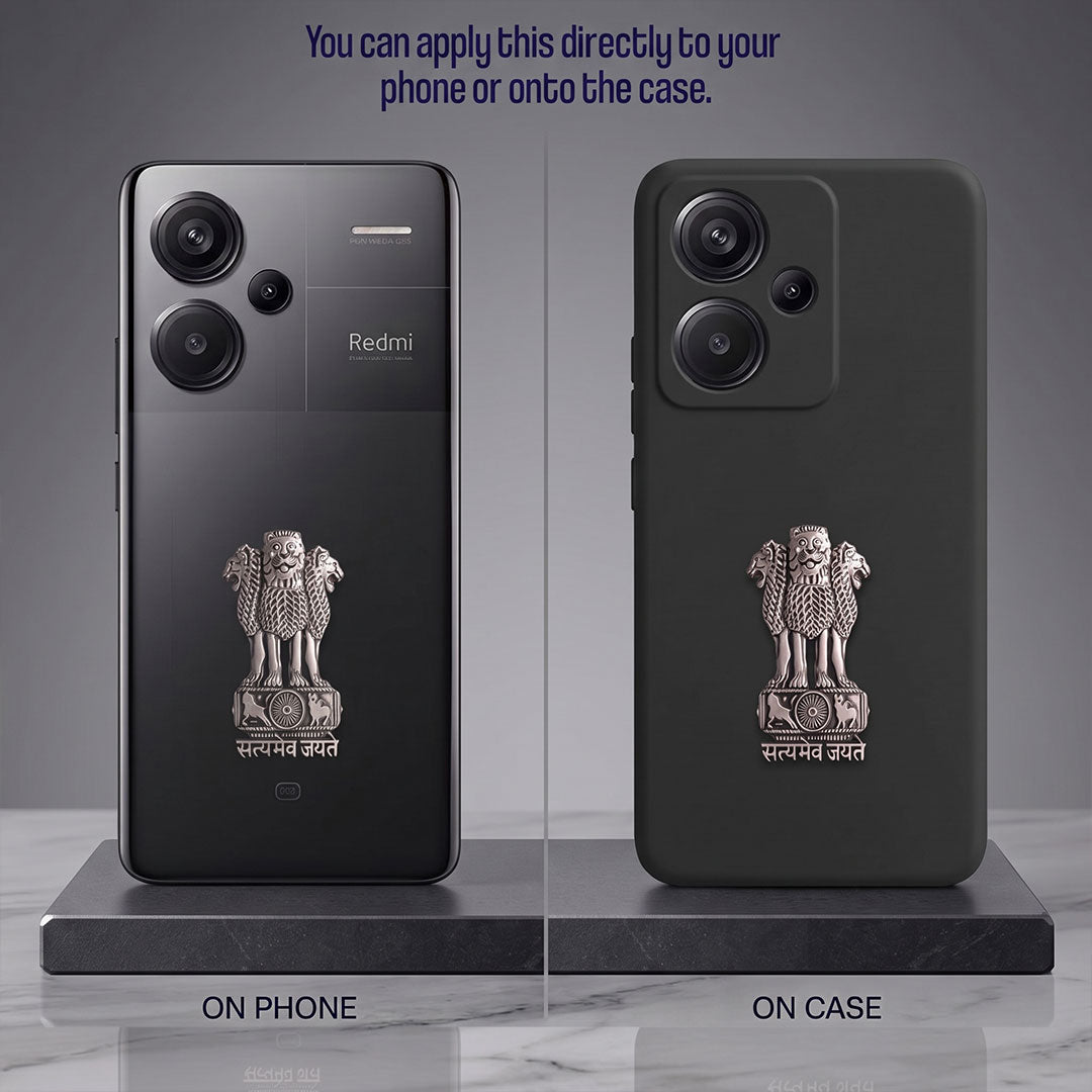 Redmi Note 13 Pro+ 5G Compatible Satyamev Jayate 3D Metal Emblem Sticker