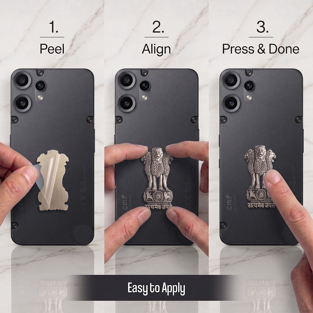 Nothing Phone 2 Pro 5G Compatible Satyamev Jayate 3D Metal Emblem Sticker