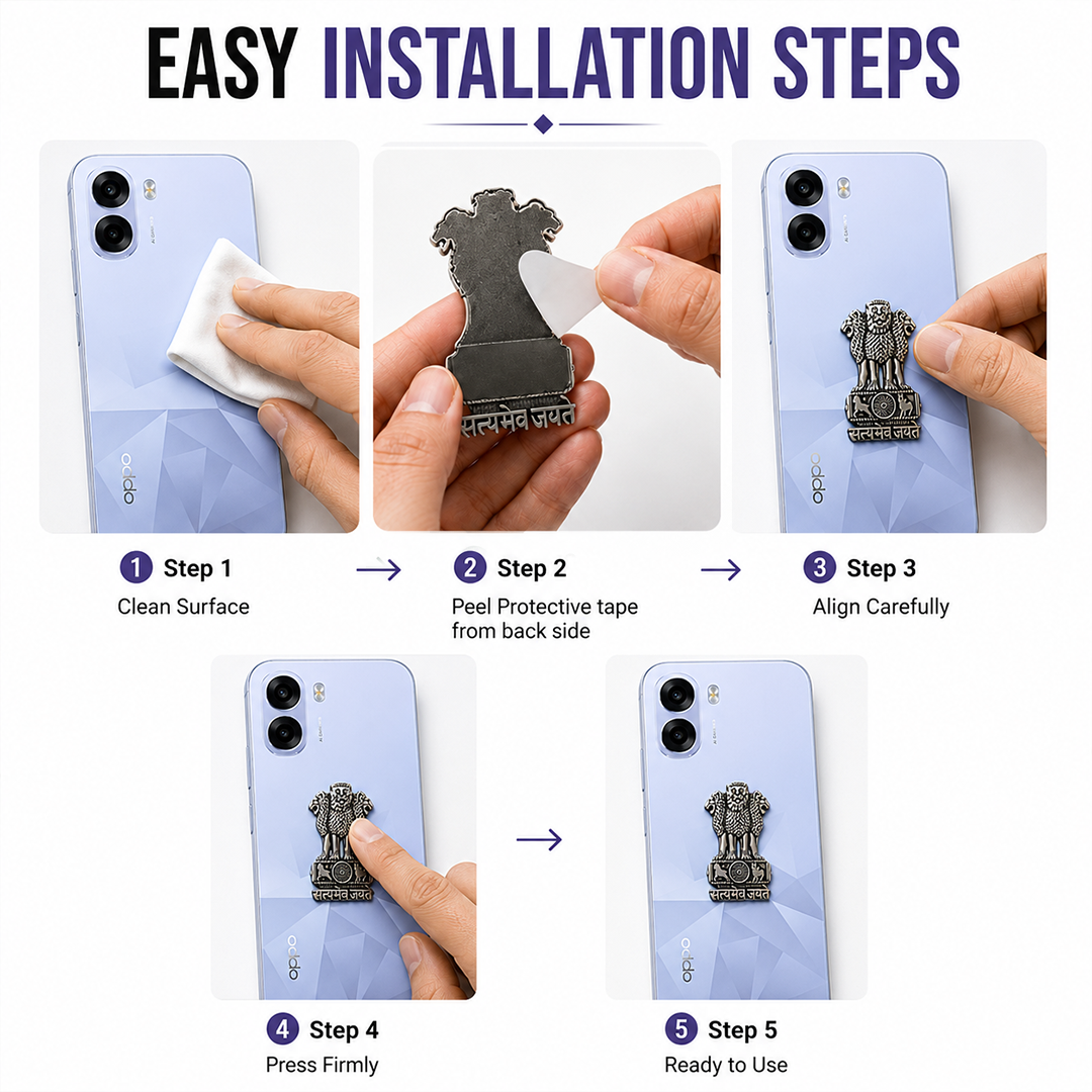 Oppo K14x 5G Compatible Satyamev Jayate 3D Metal Emblem Sticker