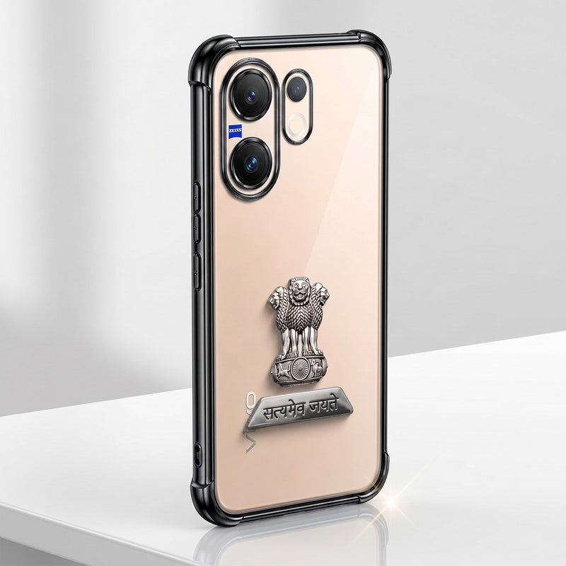 Vivo V60 5G Satyamev Jayate 2-in-1 Emblem Transparent Shockproof Airbag Case
