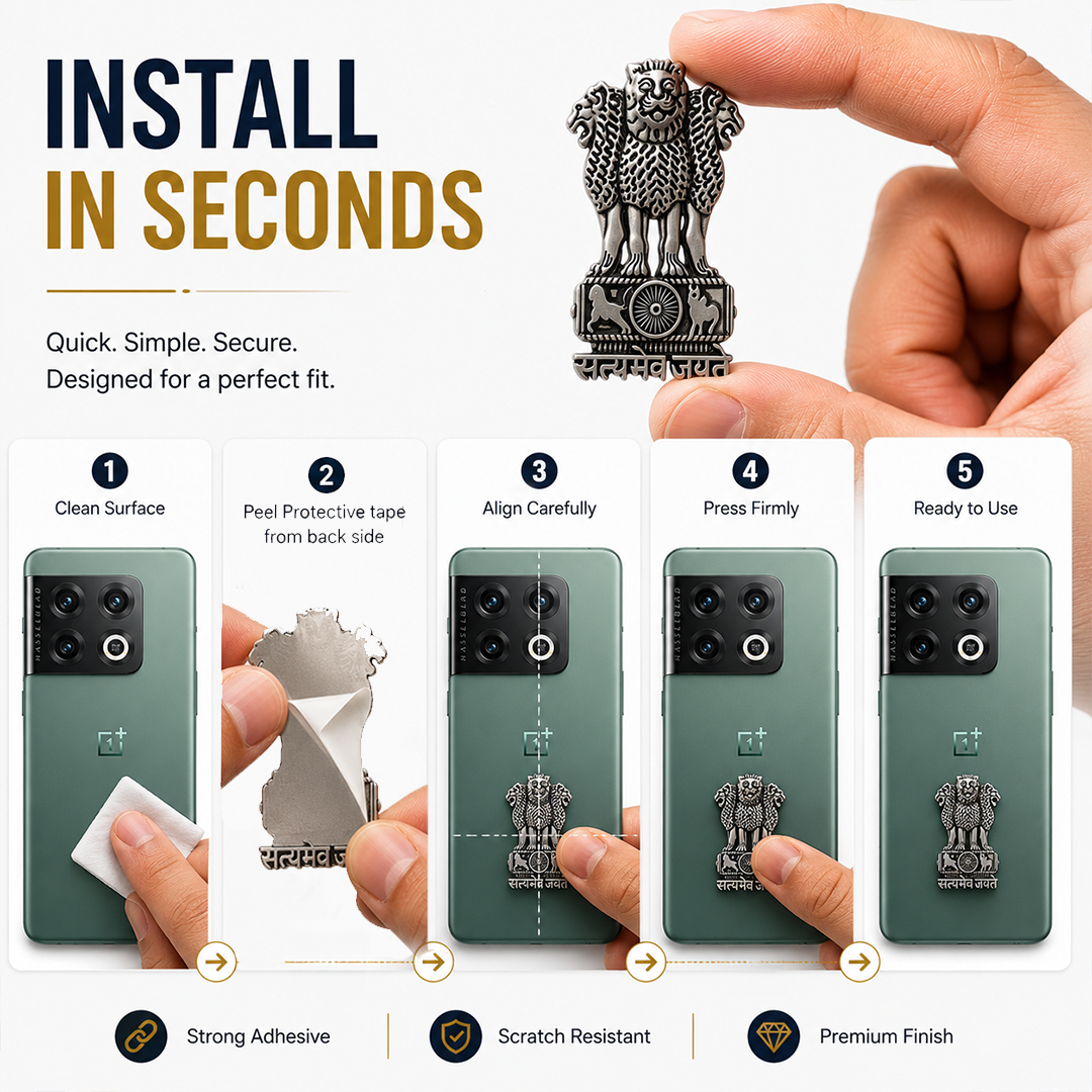 OnePlus 10 Pro 5G Compatible Satyamev Jayate 3D Metal Emblem Sticker