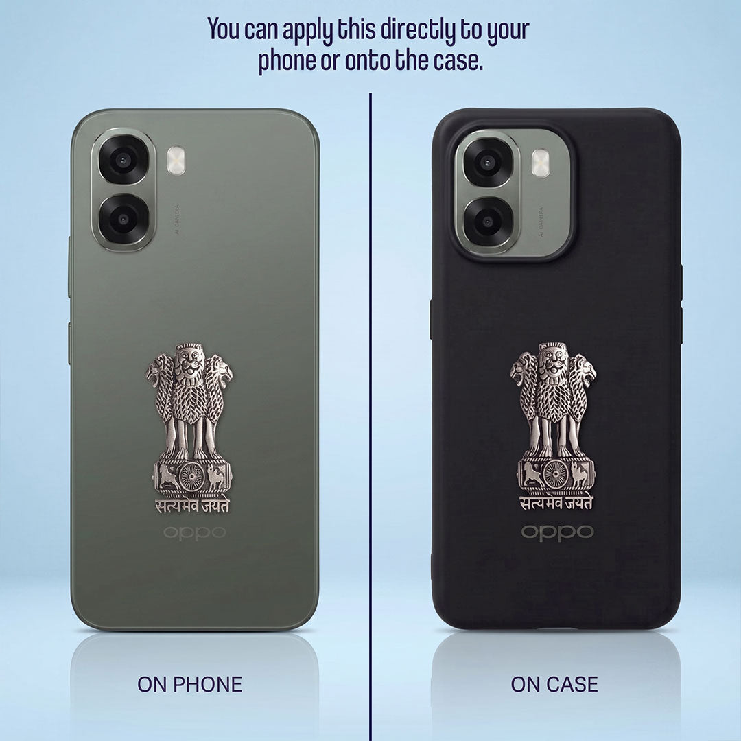 Oppo A6x 5G Compatible Satyamev Jayate 3D Metal Emblem Sticker