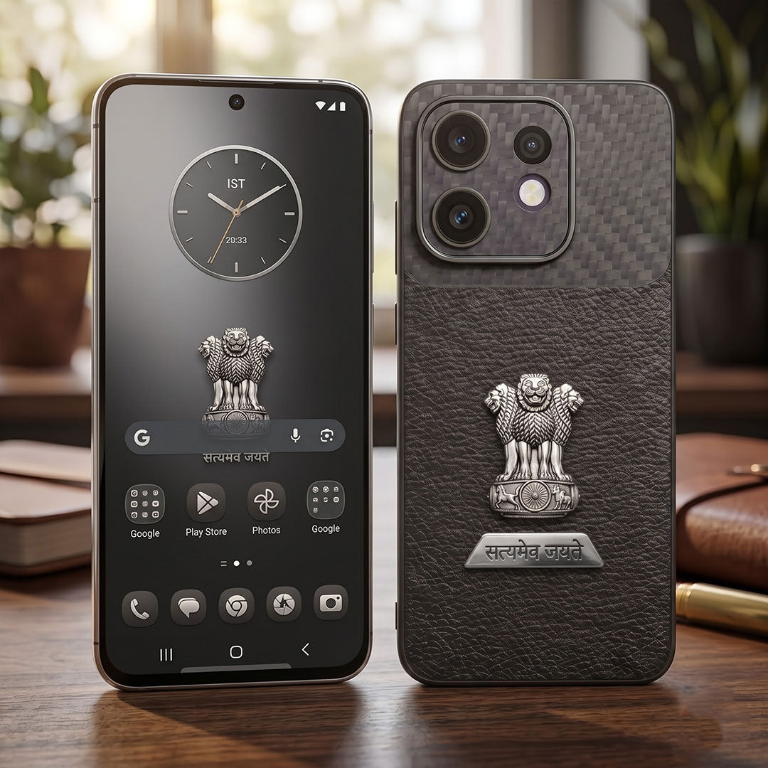 Oppo Reno 16 5G Satyamev Jayate 2-in-1 Emblem Carbon Fiber Leather Phone Case