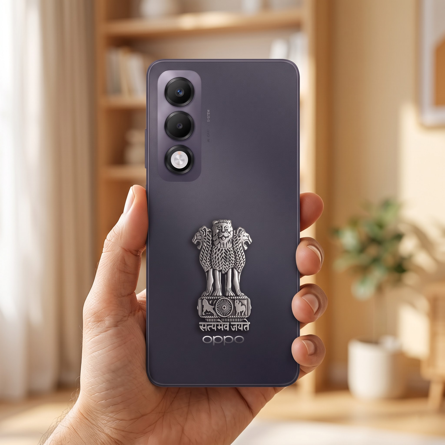 Oppo K13x 5G Compatible Satyamev Jayate 3D Metal Emblem Sticker