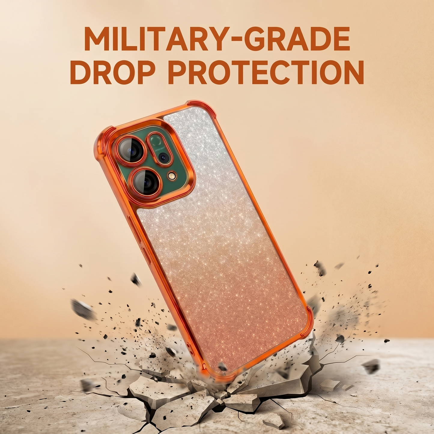 Oppo Reno 14 5G Luxury Shockproof Shimmer Airbag Cosmic Orange Case