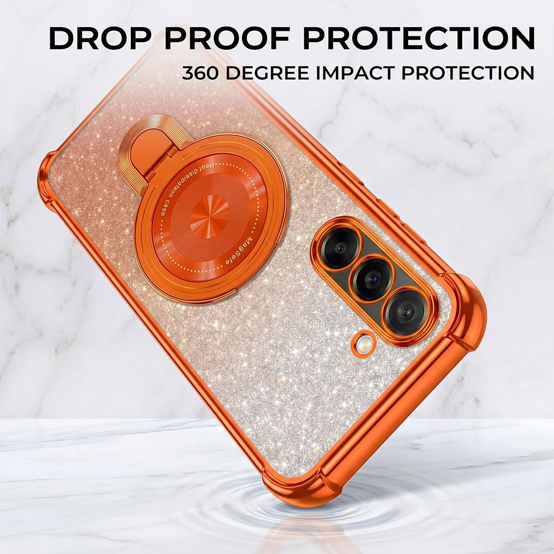 Samsung Galaxy A36 5G Invincible Bracket Ring Stand Shimmer Airbag Cosmic Orange Case