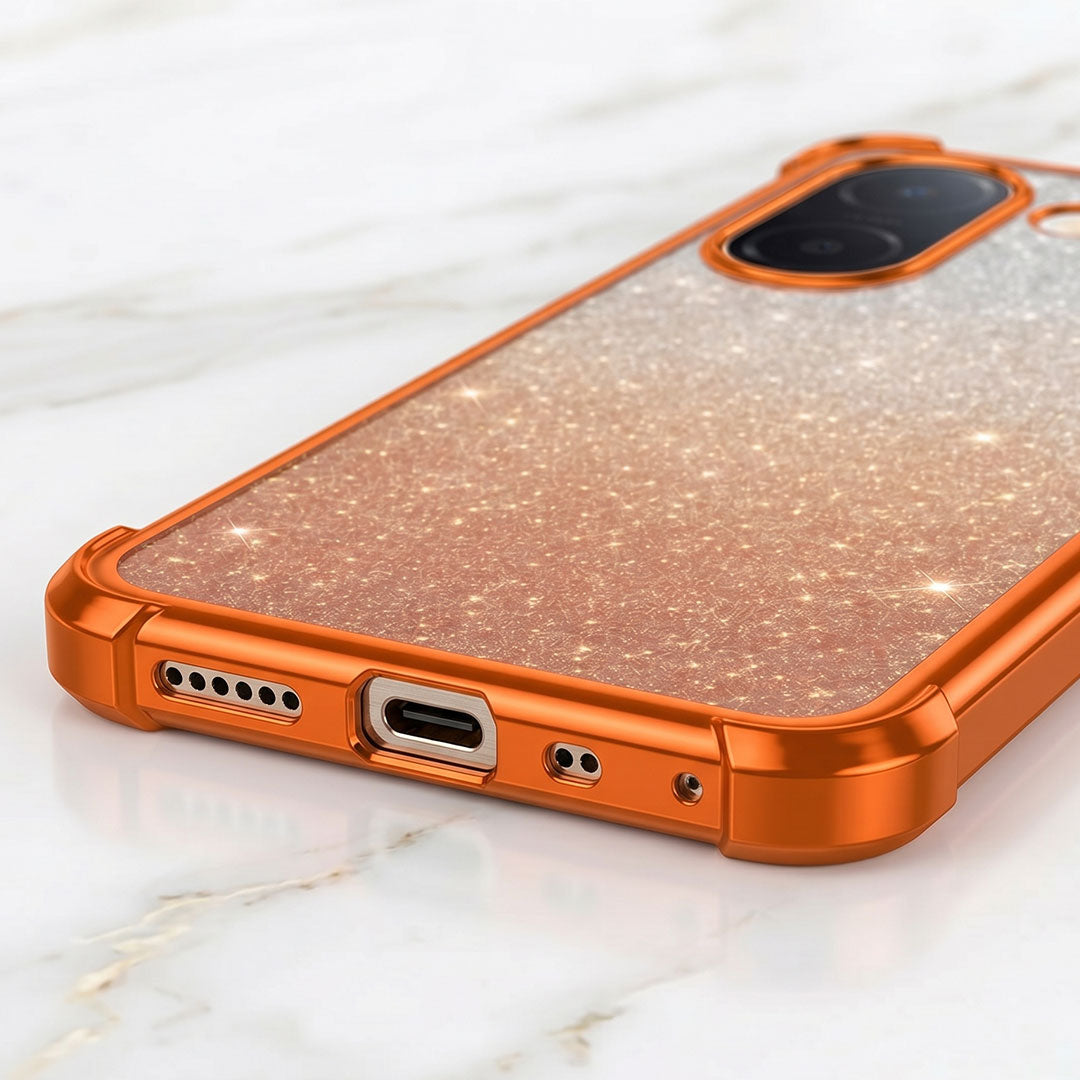 Vivo V60e 5G Luxury Shockproof Shimmer Airbag Cosmic Orange Case