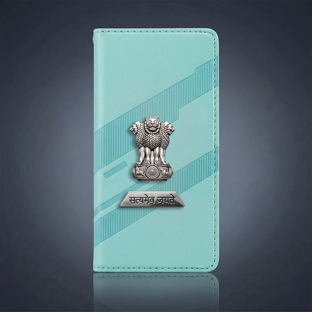 Motorola Edge 60 Fusion 5G Metal Satyamev Jayate 2-in-1 Emblem Magnetic Flip Wallet Case