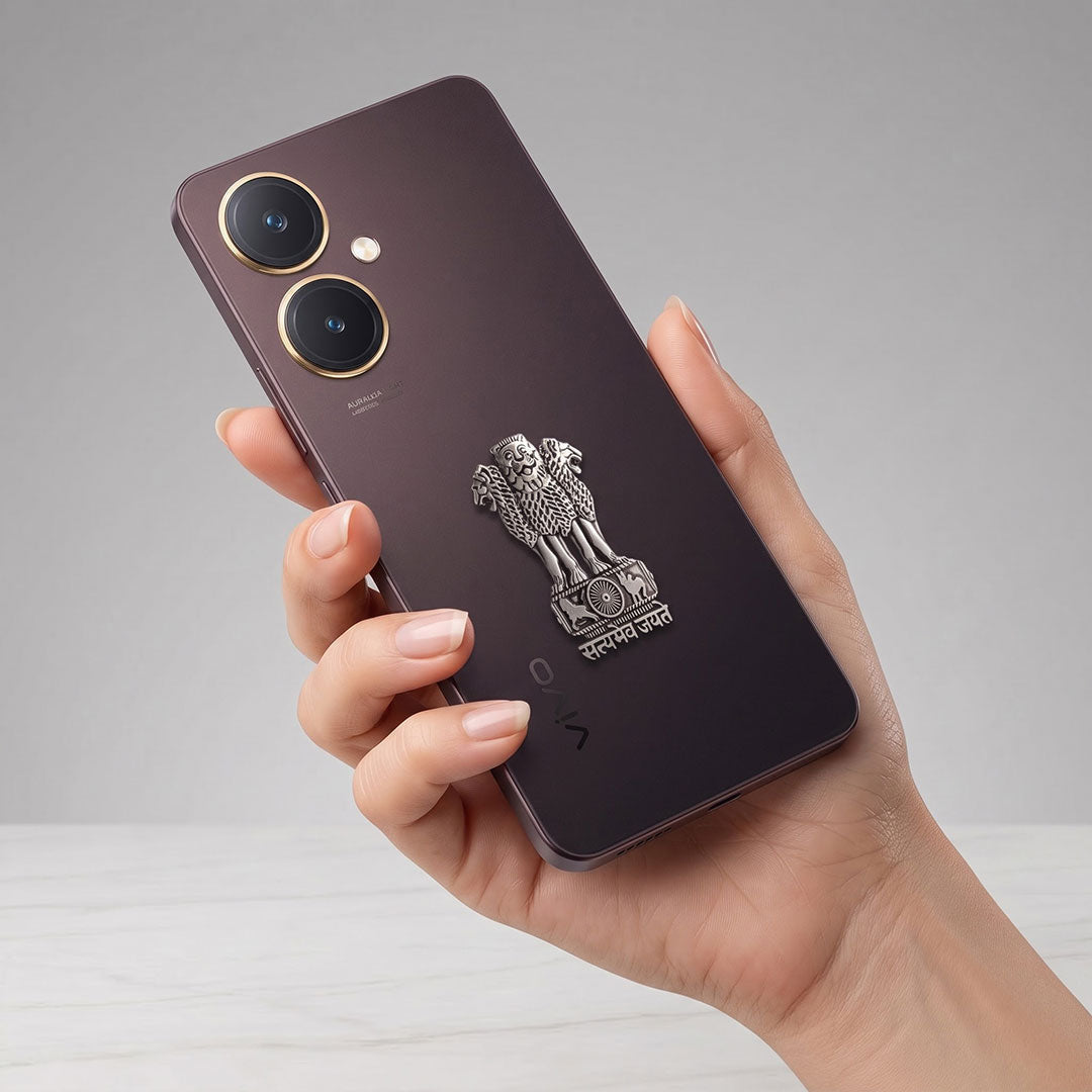 Vivo Y27 5G Compatible Satyamev Jayate 3D Metal Emblem Sticker