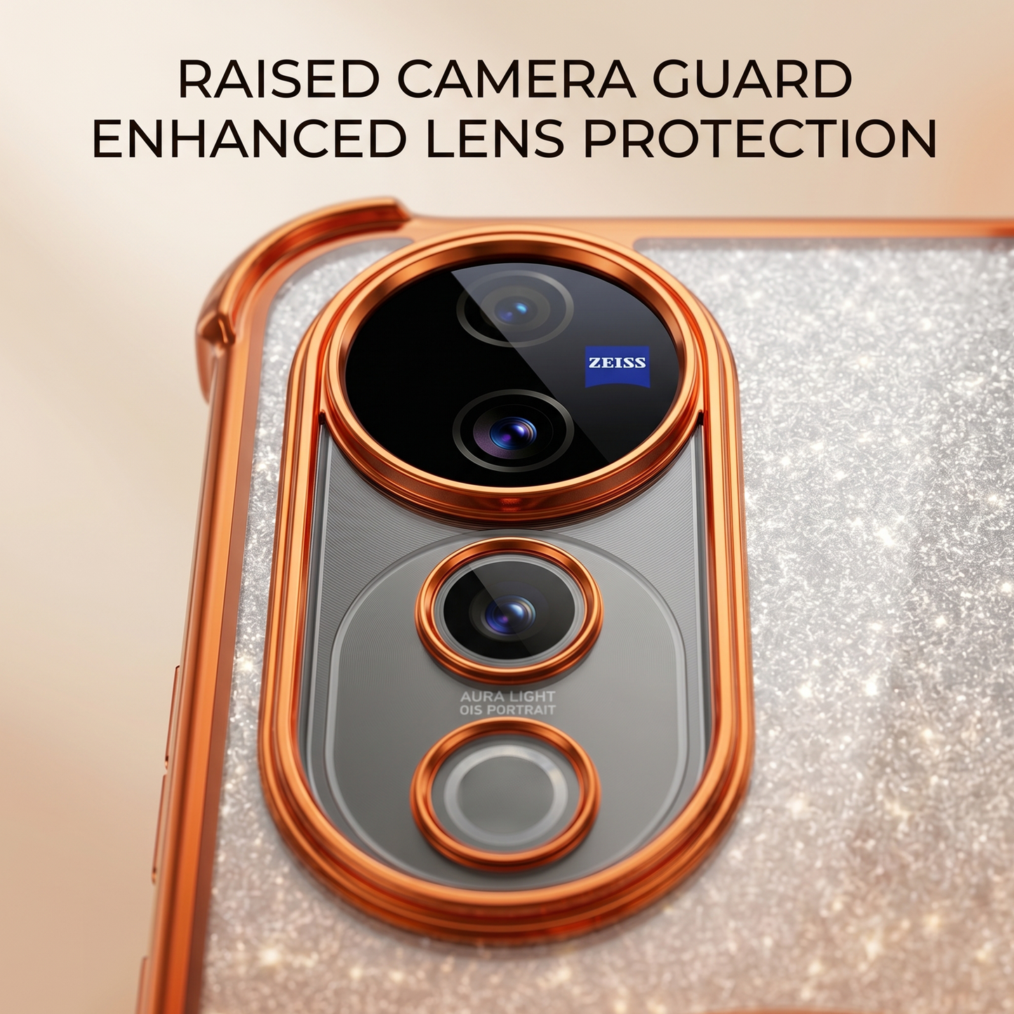 Vivo V40 Pro 5G Invincible Bracket Ring Stand Shimmer Airbag Cosmic Orange Case