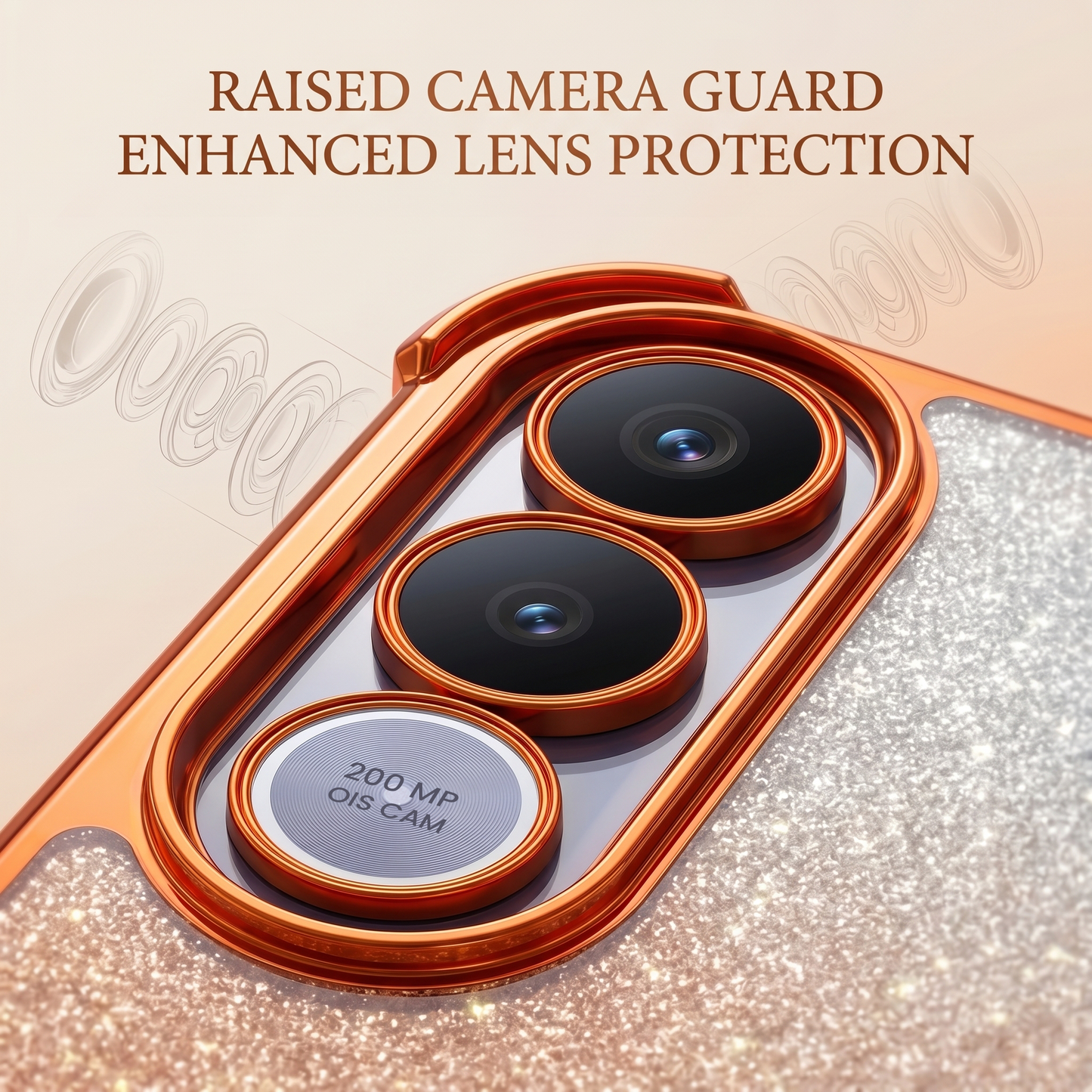 Vivo V70 FE 5G Invincible Bracket Ring Stand Shimmer Airbag Cosmic Orange Case
