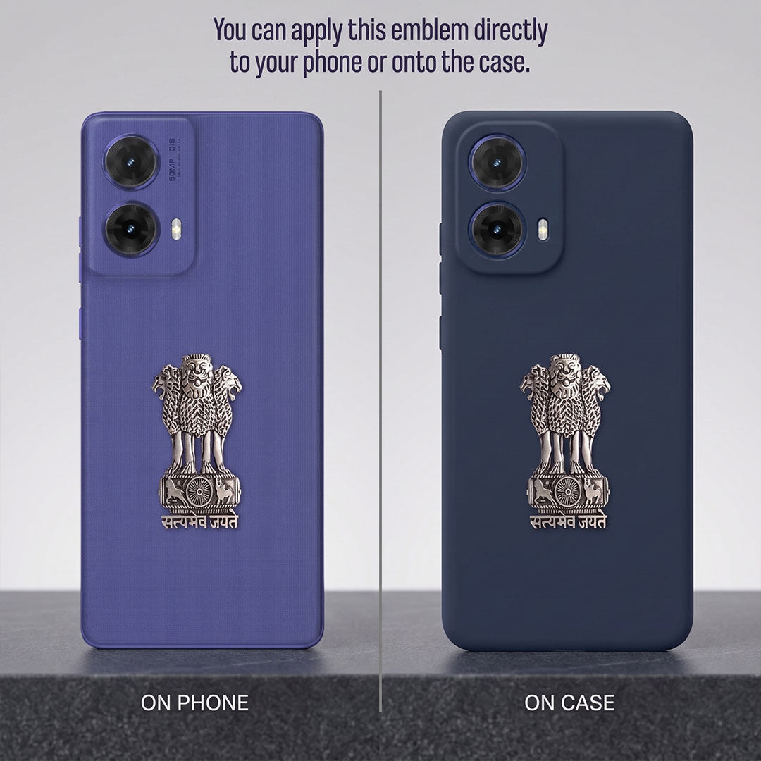Motorola G85 5G Compatible Satyamev Jayate 3D Metal Emblem Sticker