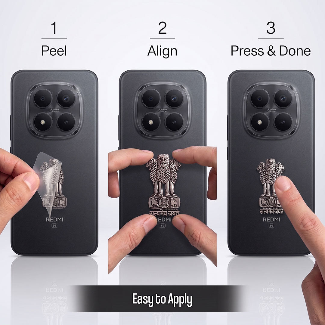 Redmi Note 15 Pro+ 5G Compatible Satyamev Jayate 3D Metal Emblem Sticker