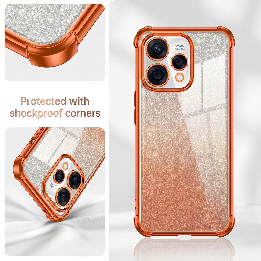 Oppo Reno 15 5G Luxury Shockproof Shimmer Airbag Cosmic Orange Case