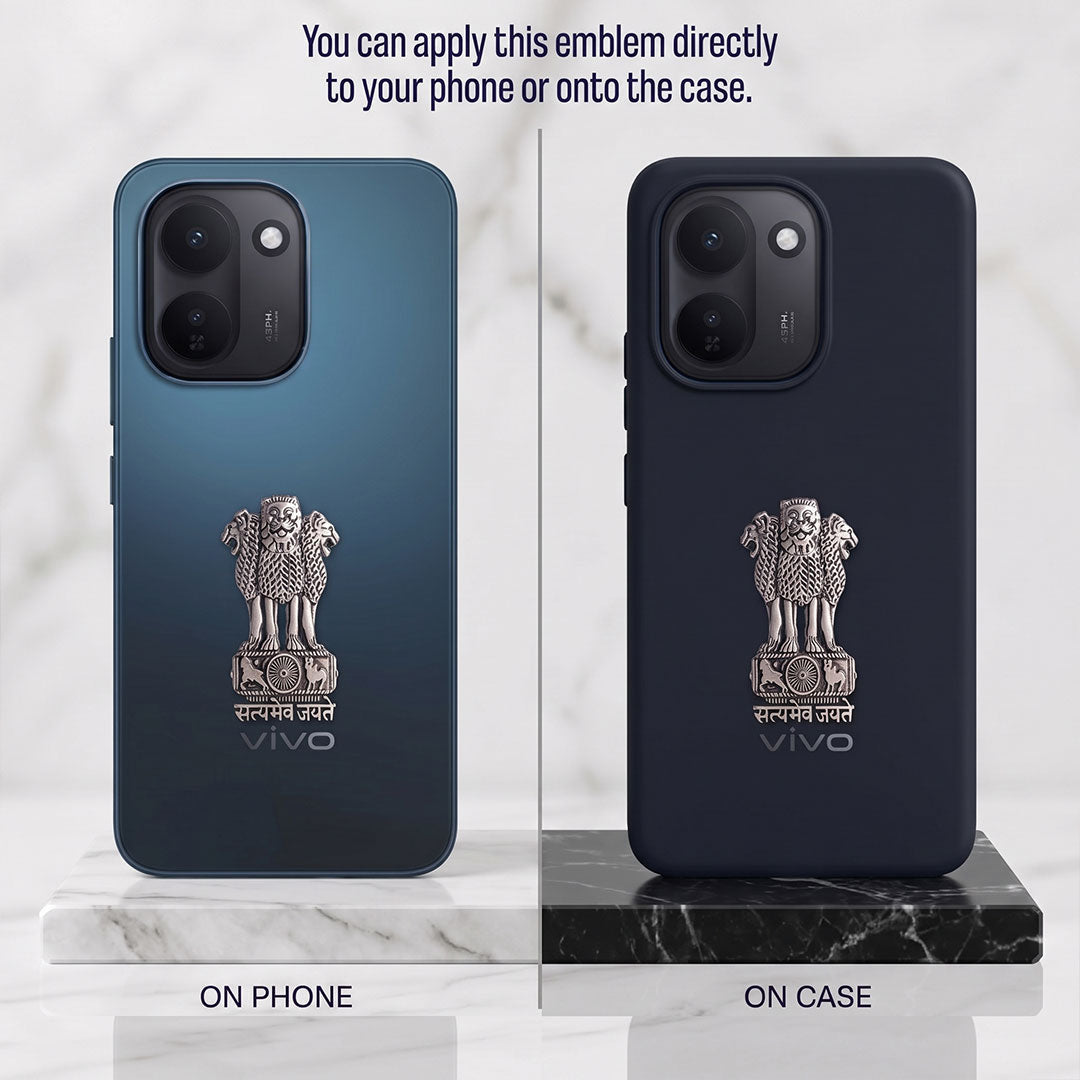 Vivo Y600 Turbo 5G Compatible Satyamev Jayate 3D Metal Emblem Sticker