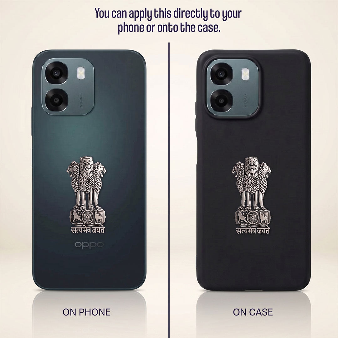 Oppo A6 5G Compatible Satyamev Jayate 3D Metal Emblem Sticker