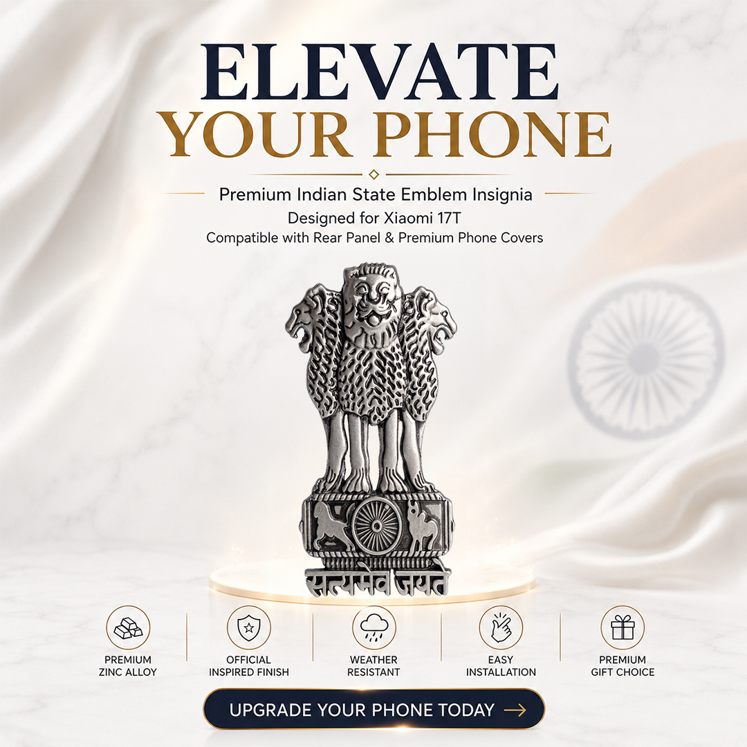 Xiaomi 17T 5G Compatible Satyamev Jayate 3D Metal Emblem Sticker