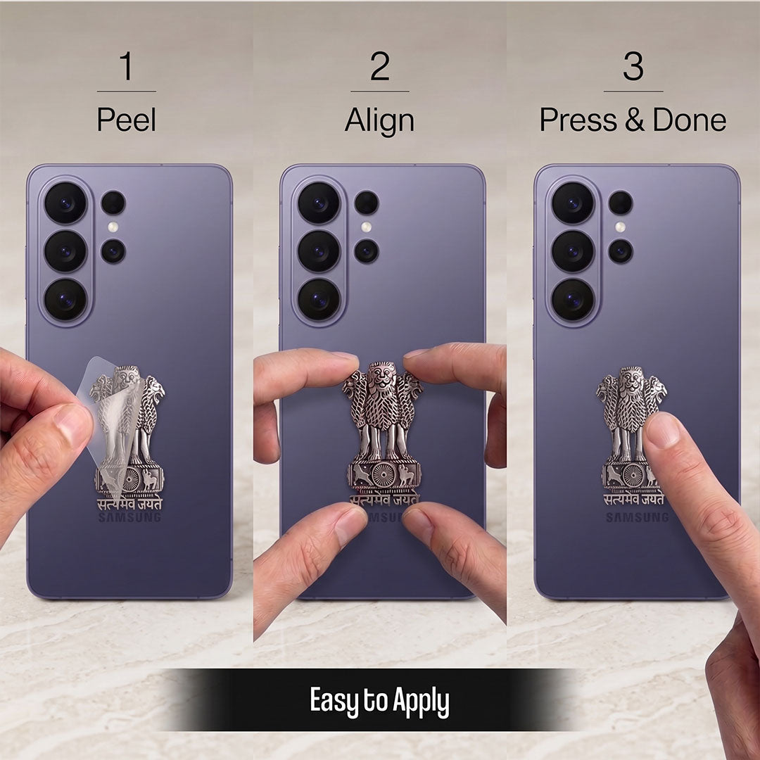 Samsung Galaxy S26 Ultra 5G Compatible Satyamev Jayate 3D Metal Emblem Sticker