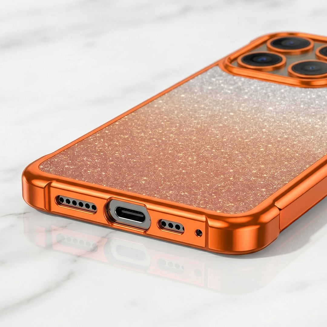 Motorola Edge 60 Pro 5G Luxury Shockproof Shimmer Airbag Cosmic Orange Case