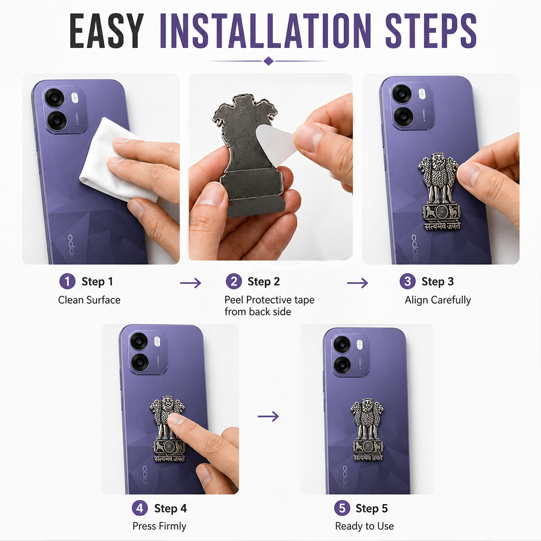 Oppo K14 5G Compatible Satyamev Jayate 3D Metal Emblem Sticker
