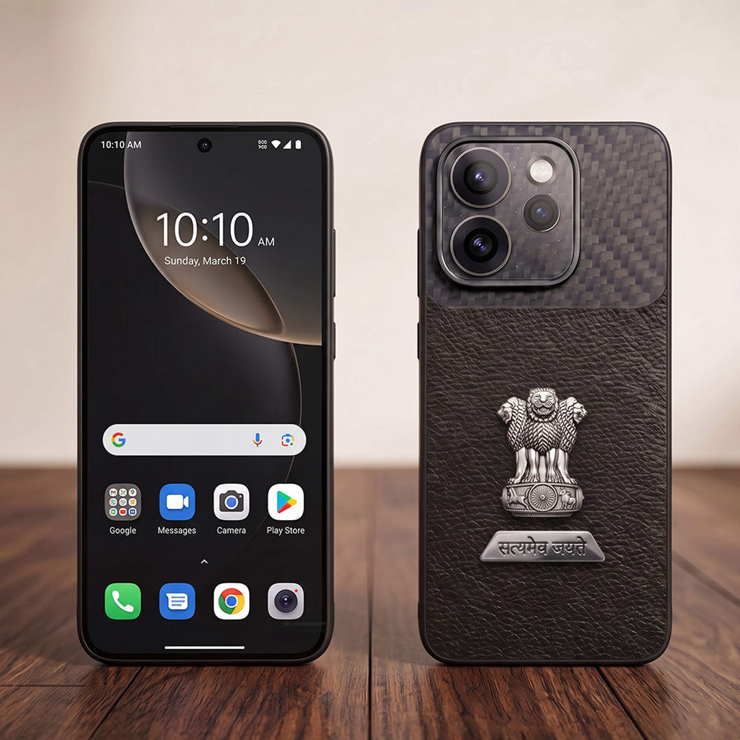 Oppo Reno 15 Pro Mini 5G Satyamev Jayate 2-in-1 Emblem Carbon Fiber Leather Phone Case