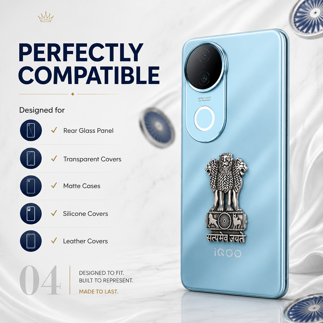 iQOO Z10R 5G Compatible Satyamev Jayate 3D Metal Emblem Sticker