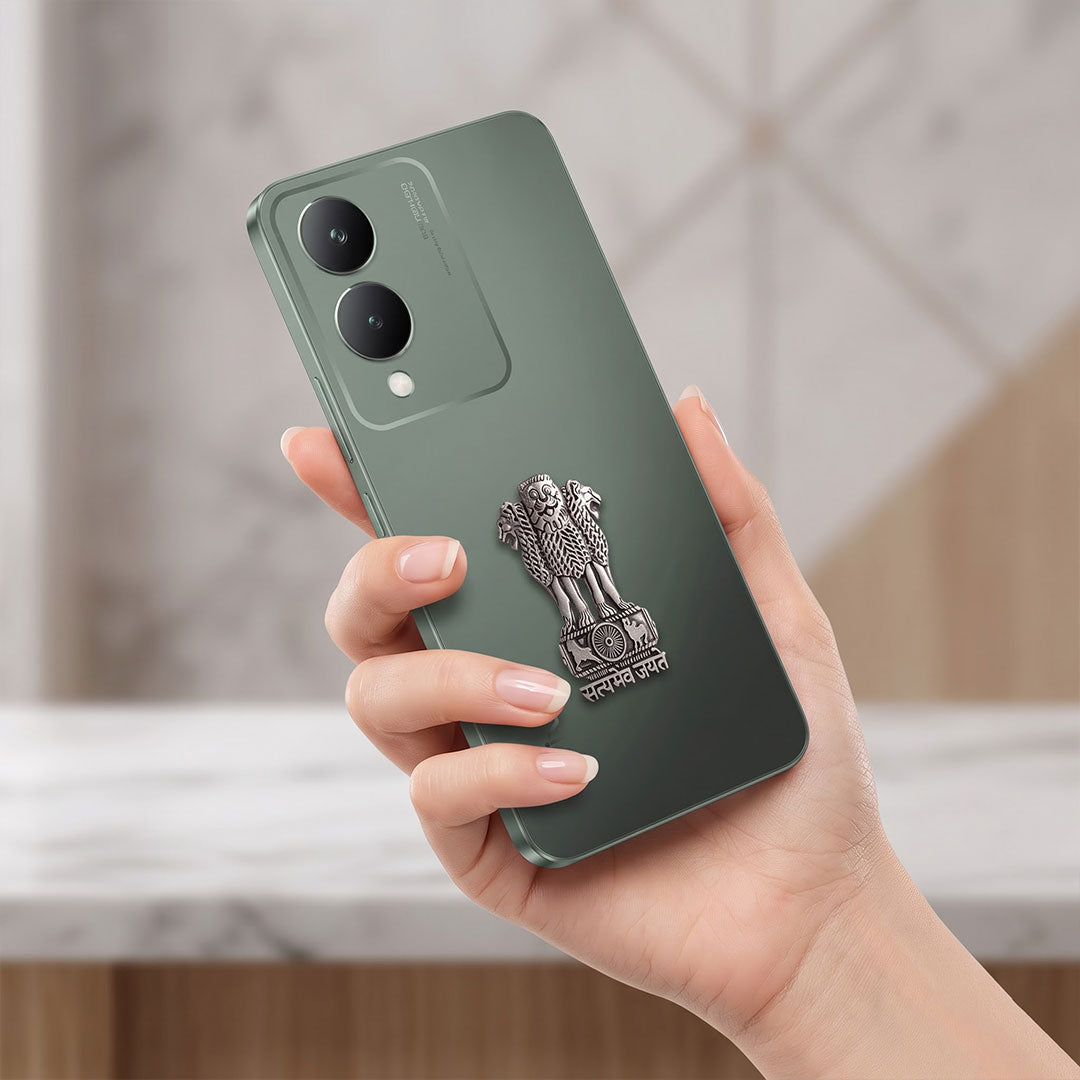 Vivo Y17s 5G Compatible Satyamev Jayate 3D Metal Emblem Sticker