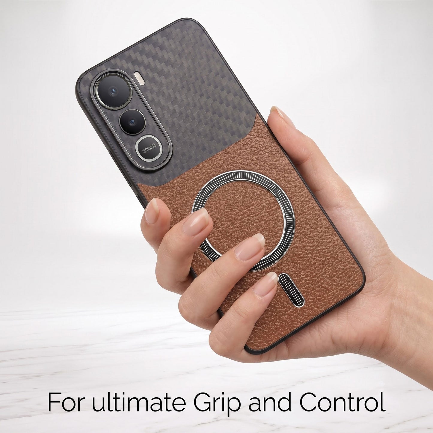 Vivo Y400 Pro 5G Carbon Fiber Leather Hybrid MagSafe Magnetic Case