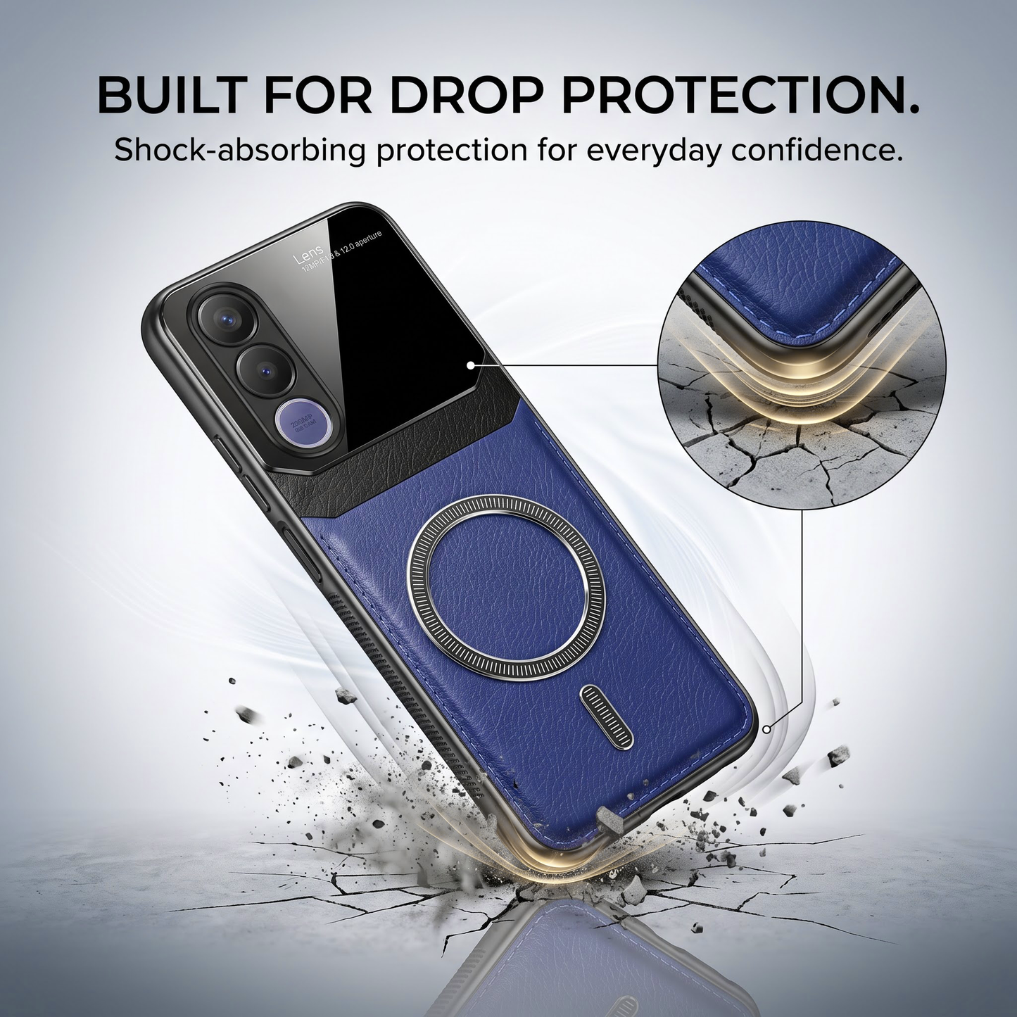 Vivo V70 FE 5G Premium Magsafe Magnetic Leather Lens Protective Case