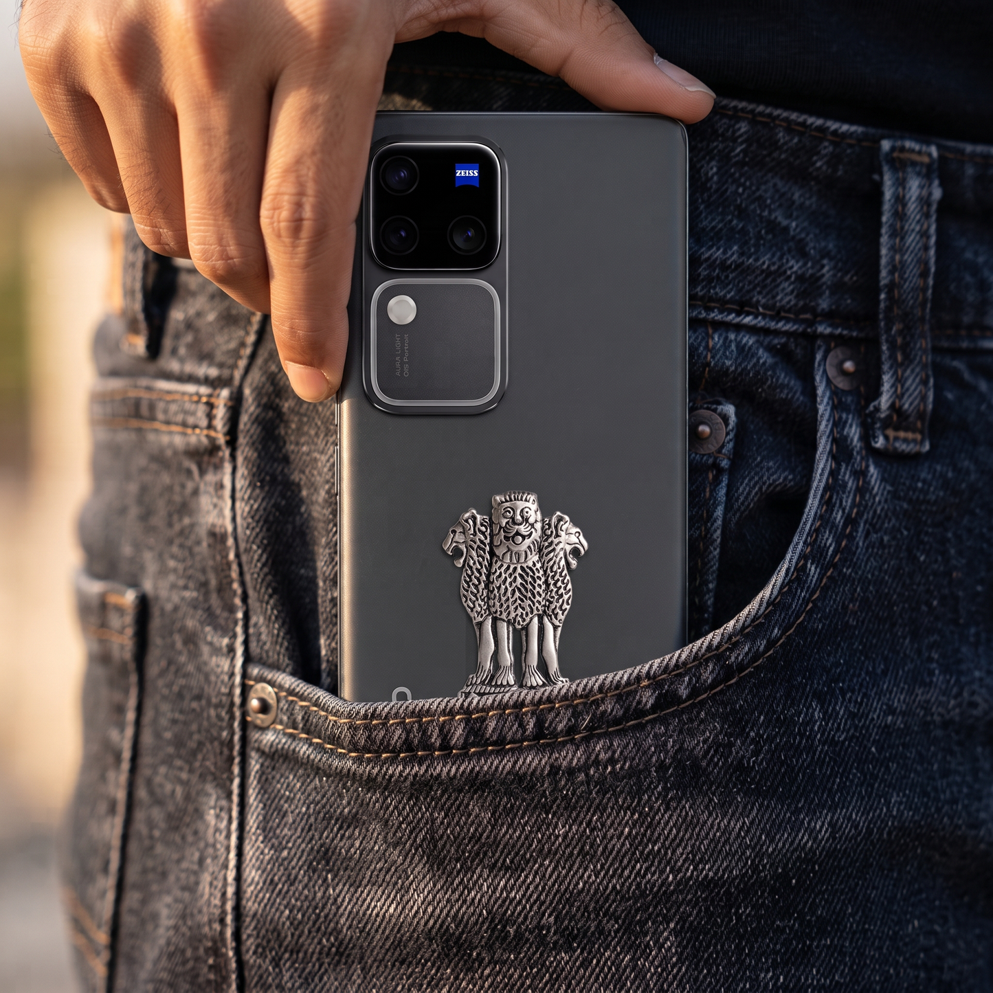 Vivo V30 5G Compatible Satyamev Jayate 3D Metal Emblem Sticker