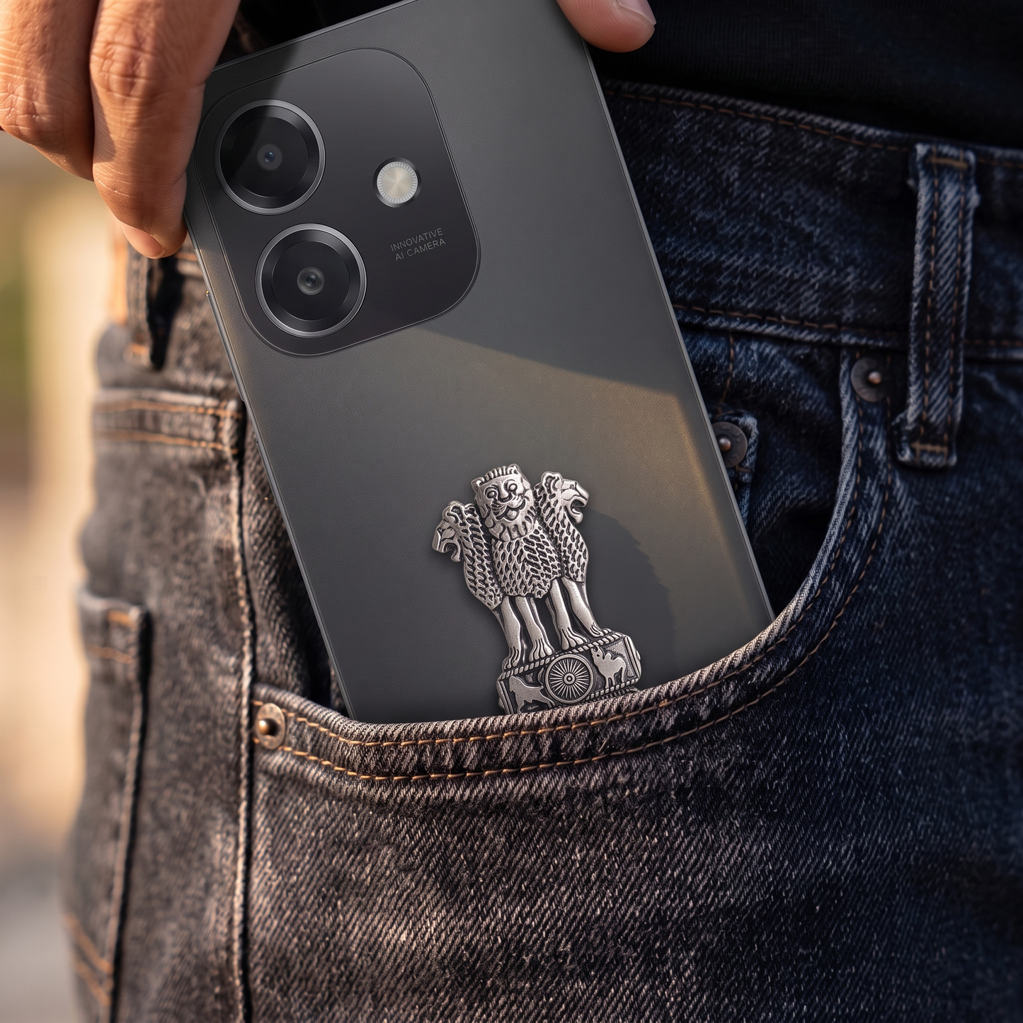 Oppo A3x 5G Compatible Satyamev Jayate 3D Metal Emblem Sticker