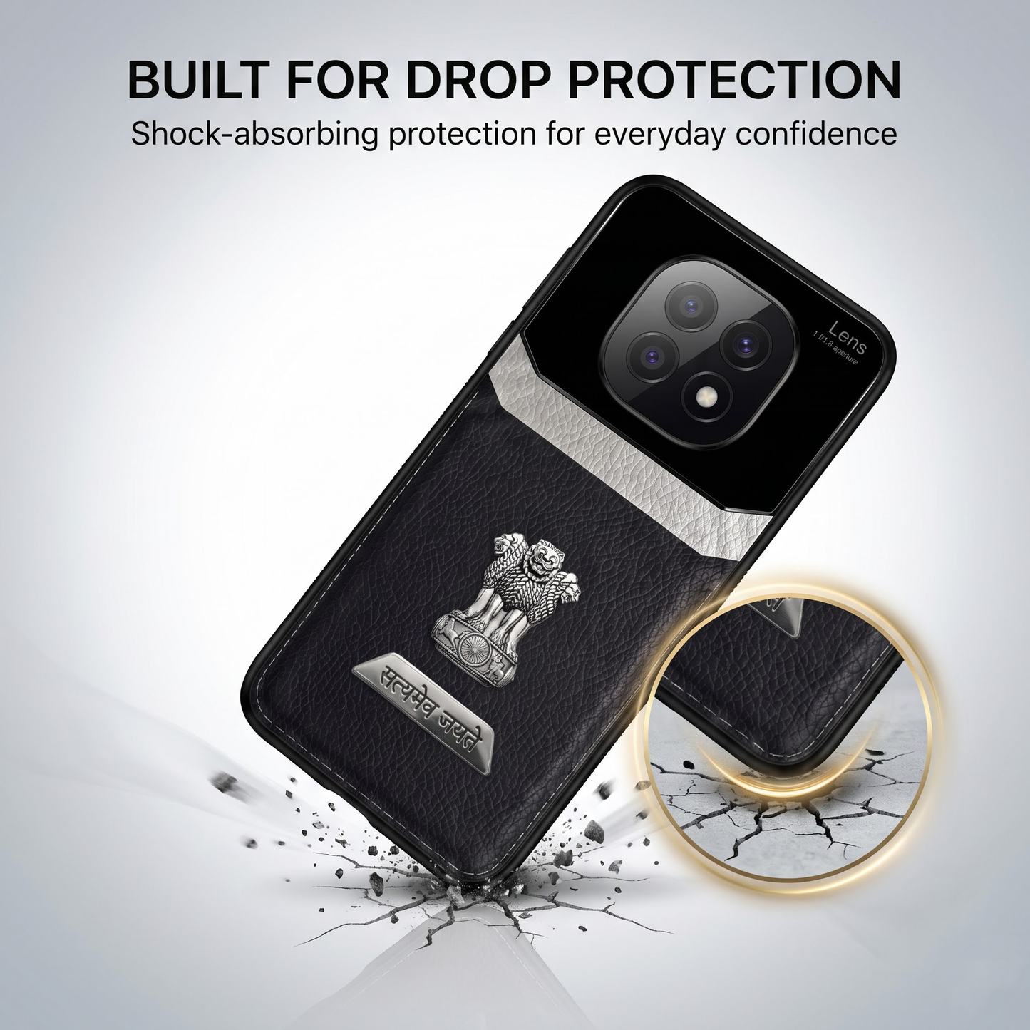Oppo F29 Pro 5G Satyamev Jayate 2-in-1 Emblem Leather Lens Protective Back Case