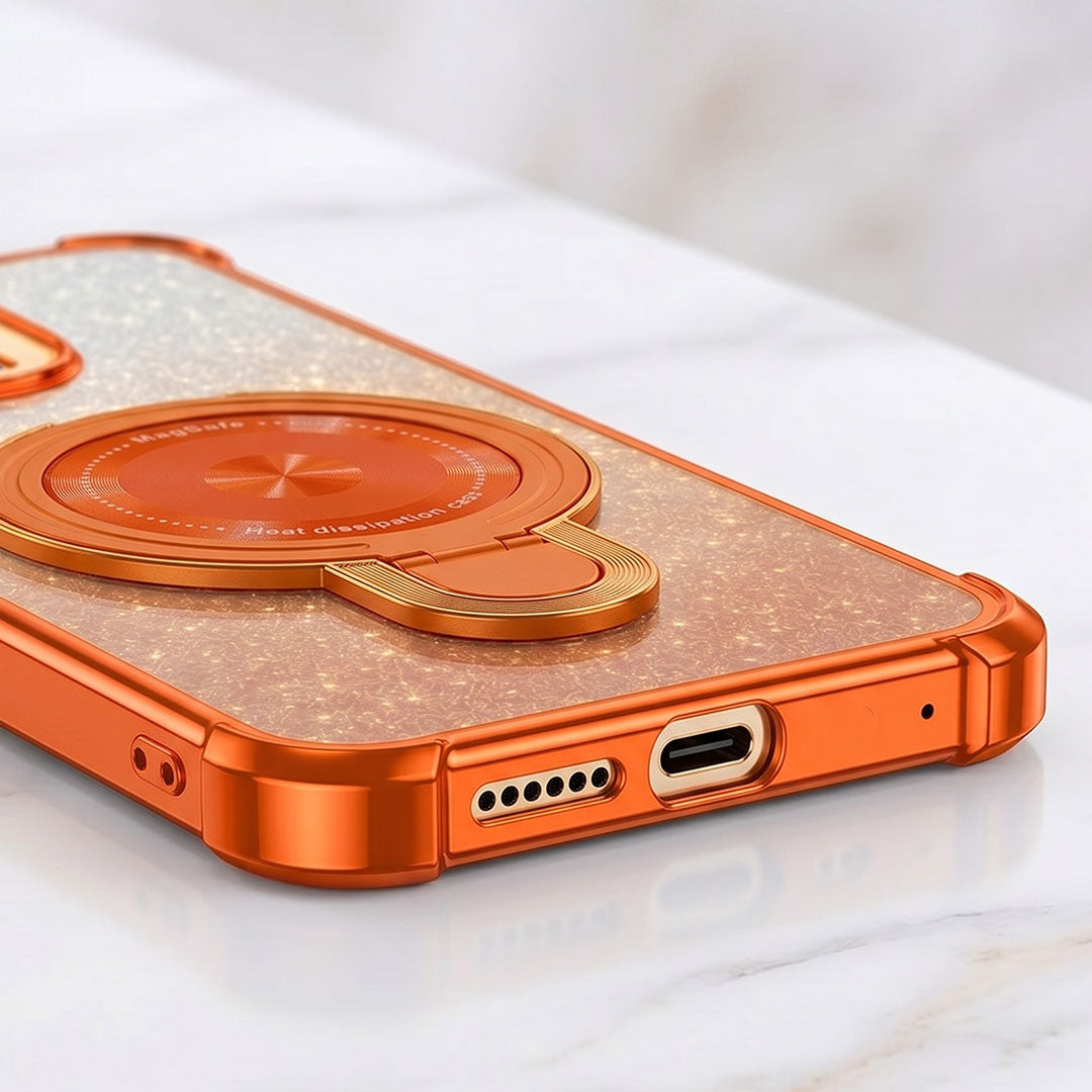 Vivo V70 5G Invincible Bracket Ring Stand Shimmer Airbag Cosmic Orange Case