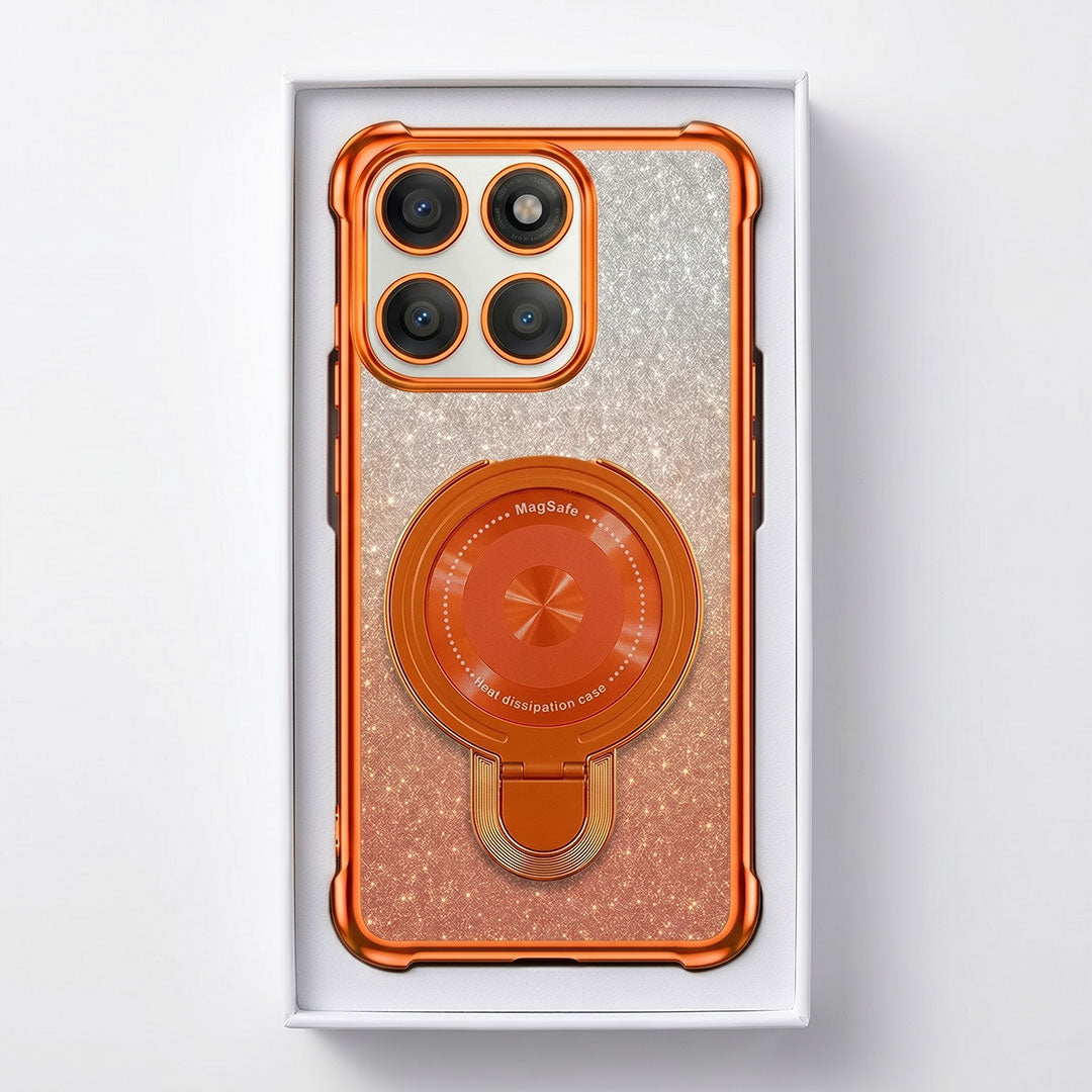 Motorola Edge 60 Pro 5G Invincible Bracket Ring Stand Shimmer Airbag Cosmic Orange Case