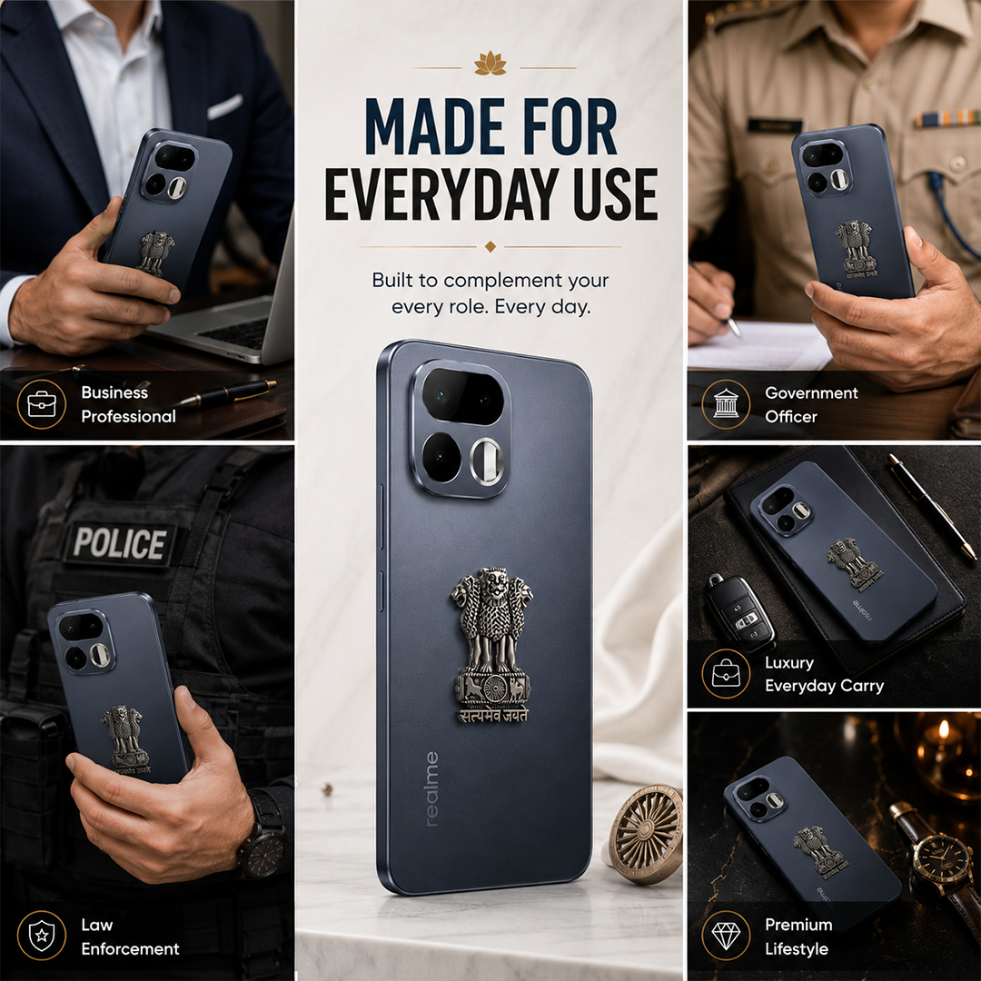 Realme 16T 5G Compatible Satyamev Jayate 3D Metal Emblem Sticker