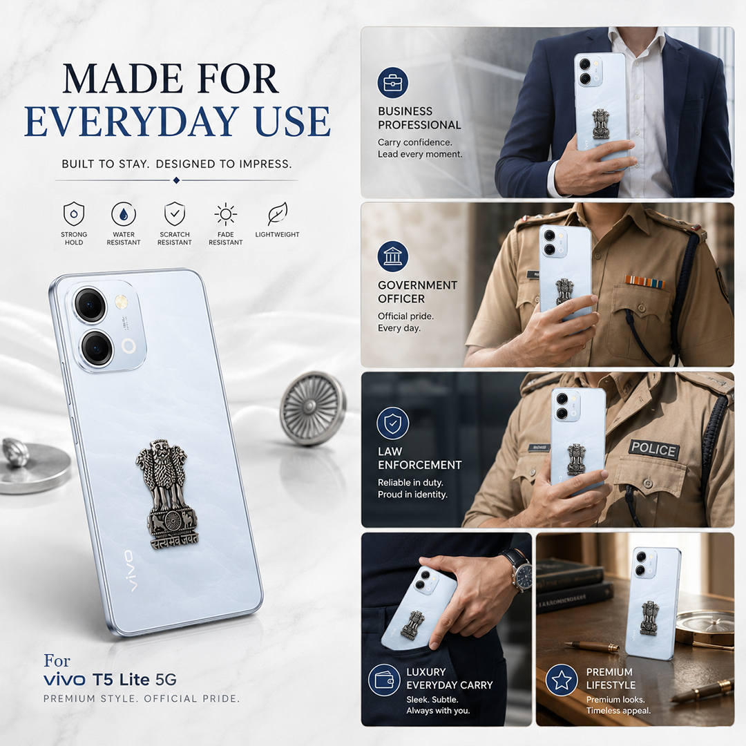 Vivo T5 Lite 5G Compatible Satyamev Jayate 3D Metal Emblem Sticker