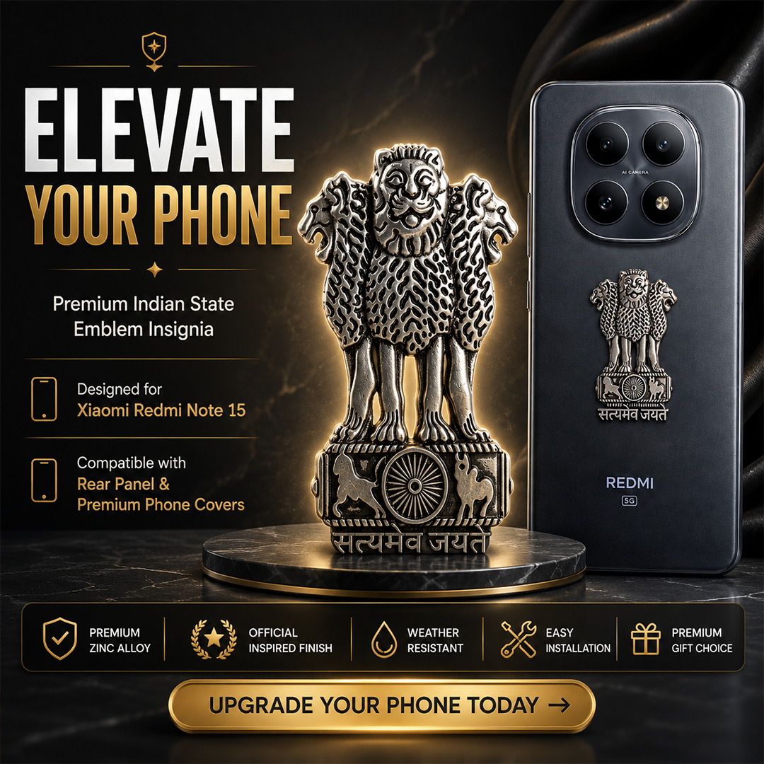 Redmi Note 15 5G Compatible Satyamev Jayate 3D Metal Emblem Sticker