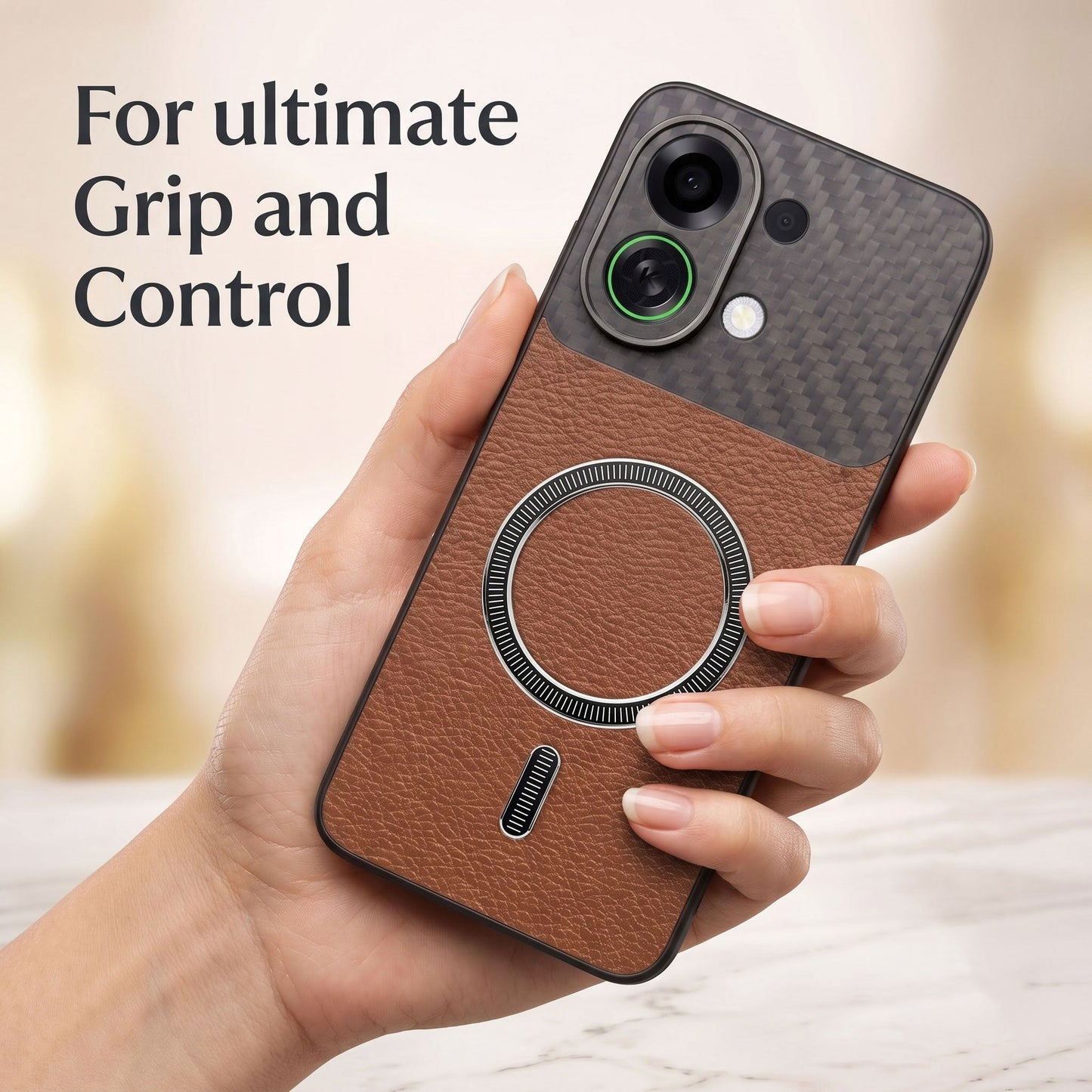 Oppo K13 Turbo 5G Carbon Fiber Leather Hybrid MagSafe Magnetic Case