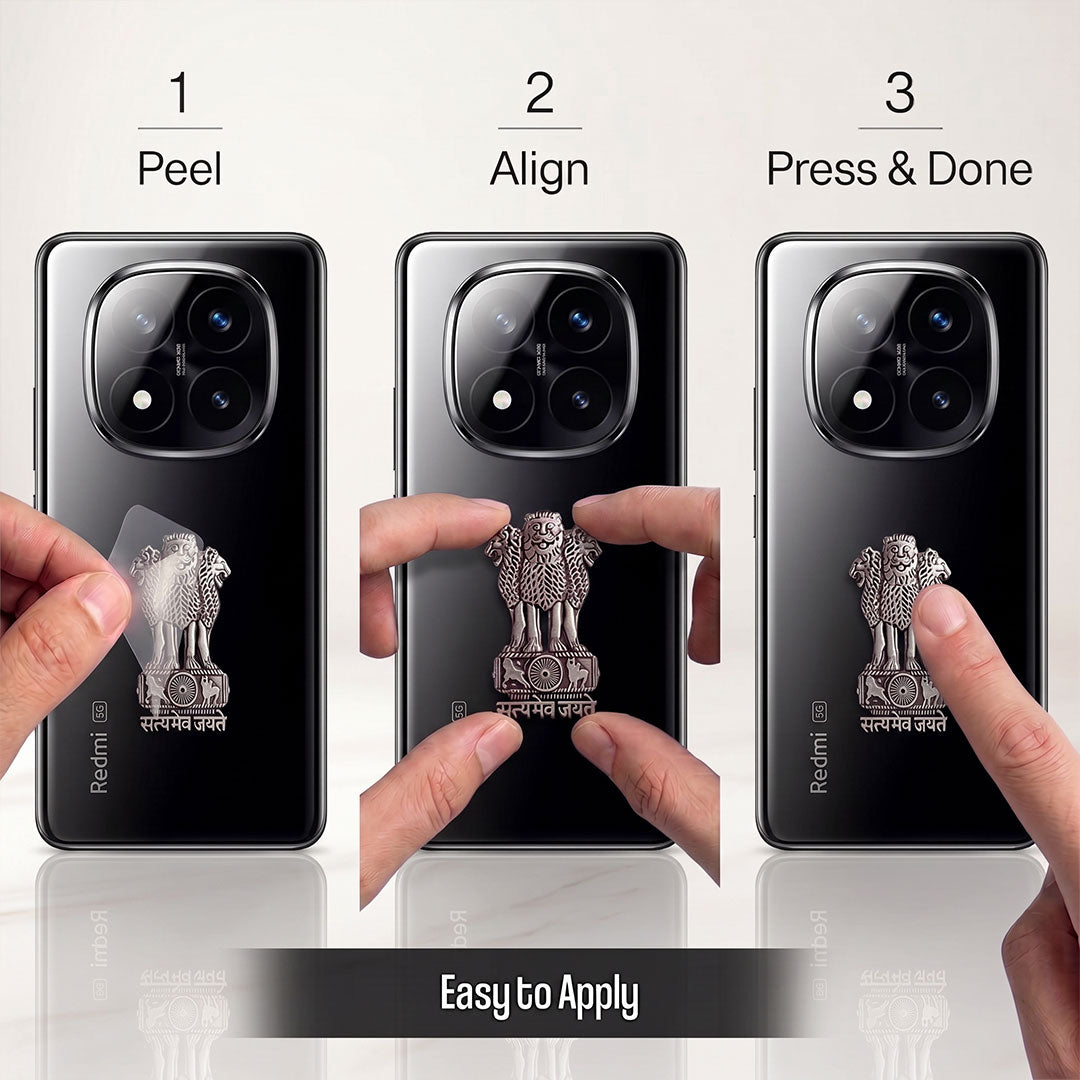 Redmi Note 14 Pro+ 5G Compatible Satyamev Jayate 3D Metal Emblem Sticker