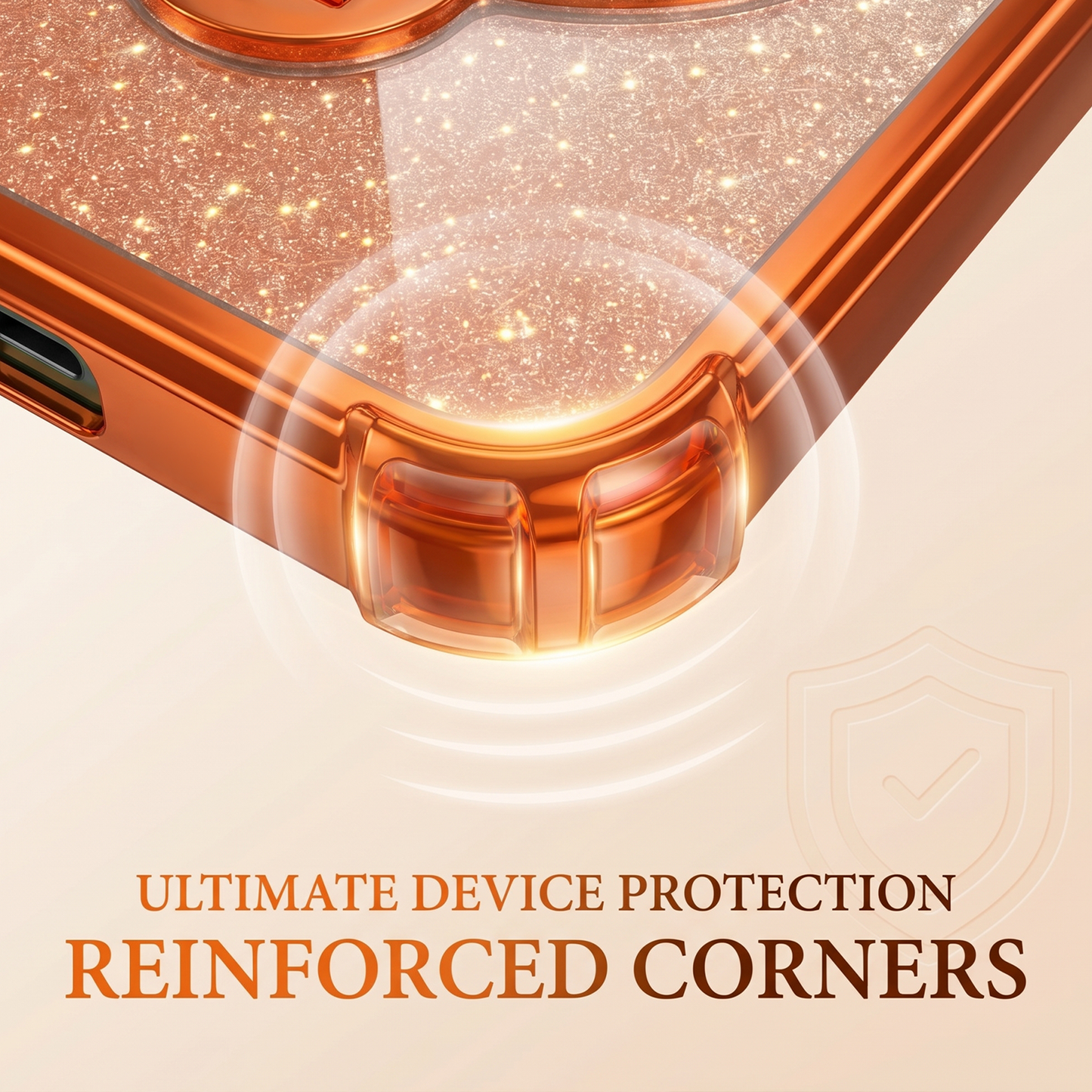 Vivo V50 5G Invincible Bracket Ring Stand Shimmer Airbag Cosmic Orange Case
