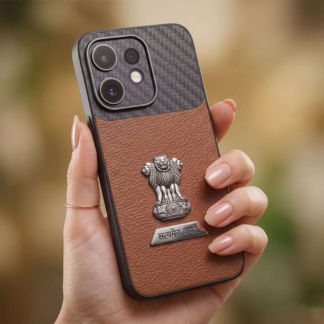 Oppo Reno 16 5G Satyamev Jayate 2-in-1 Emblem Carbon Fiber Leather Phone Case