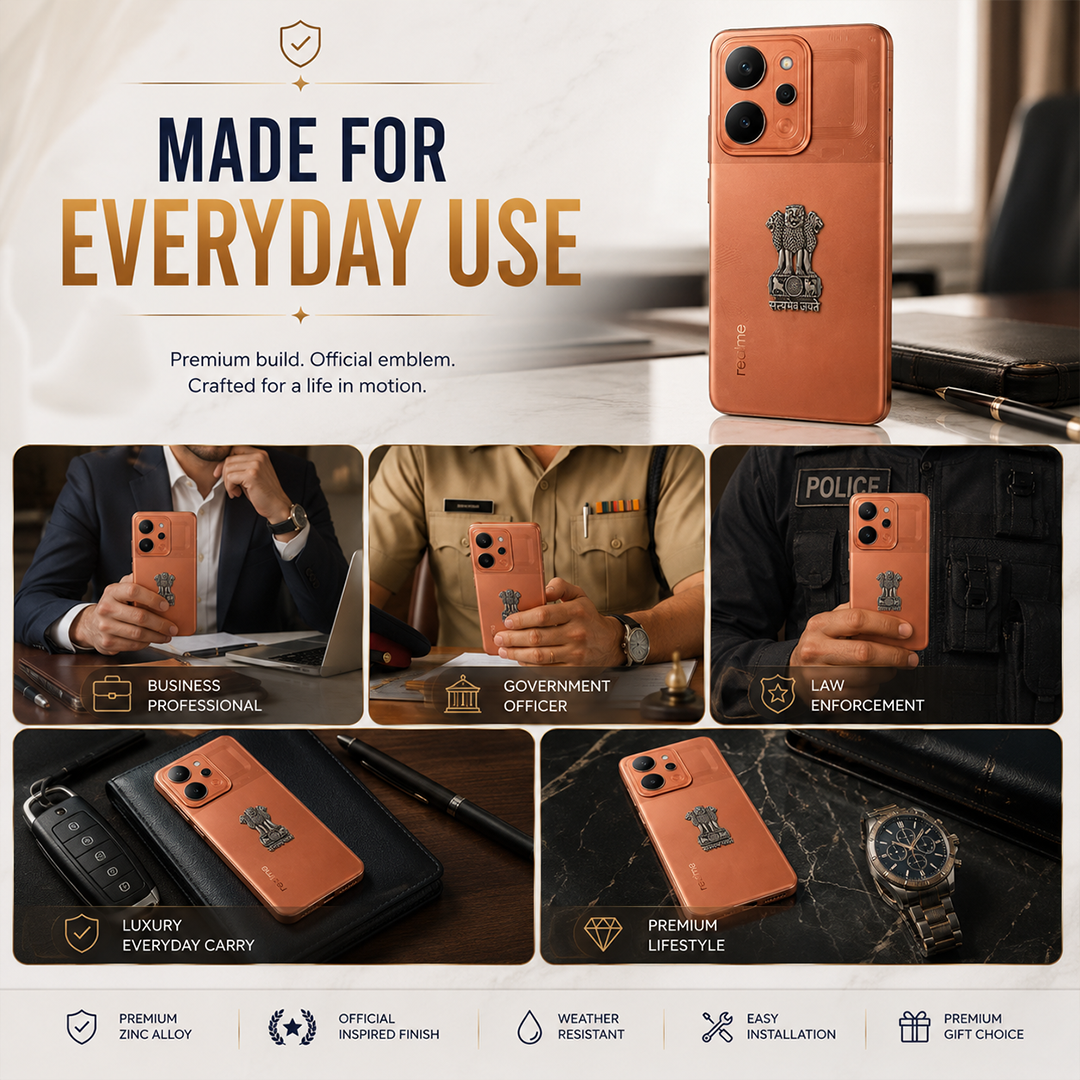 Realme P4 Power 5G Compatible Satyamev Jayate 3D Metal Emblem Sticker
